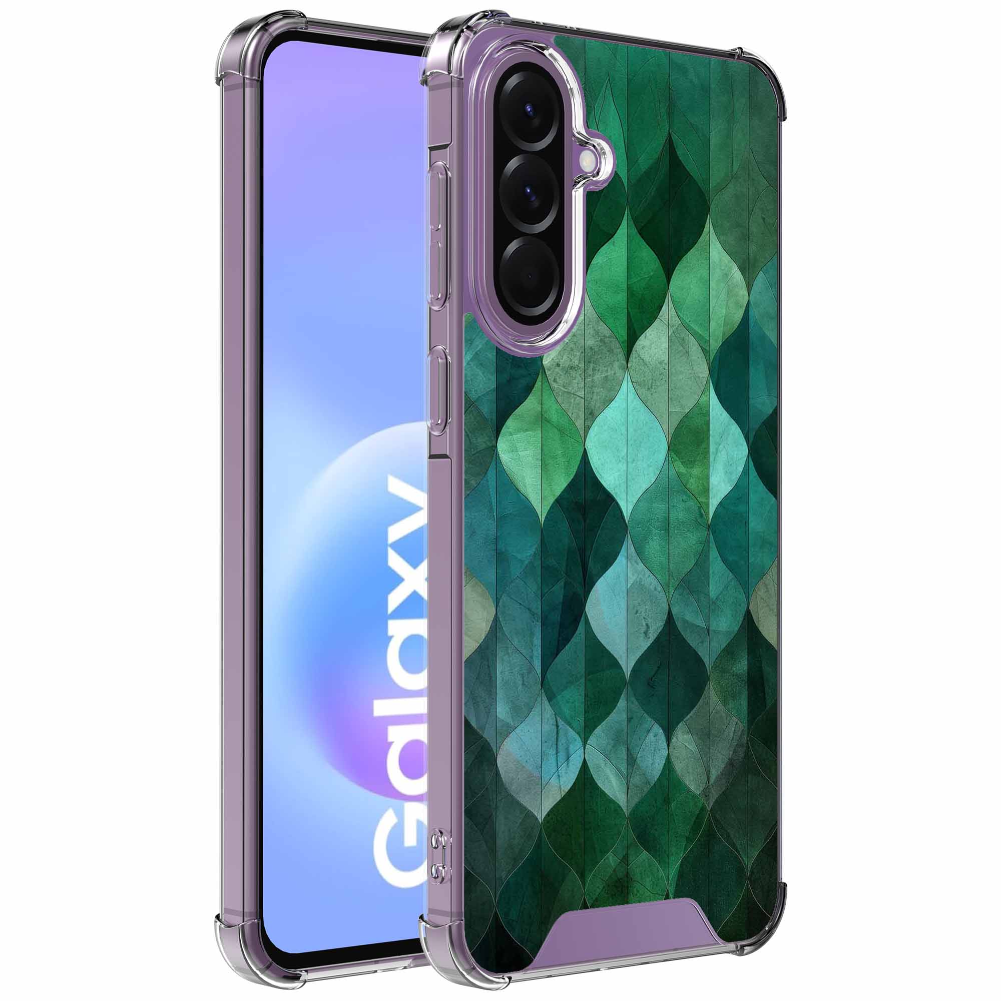 Groene bladeren opdruk_Samsung Galaxy A57 transparant telefoonhoesje (1)
