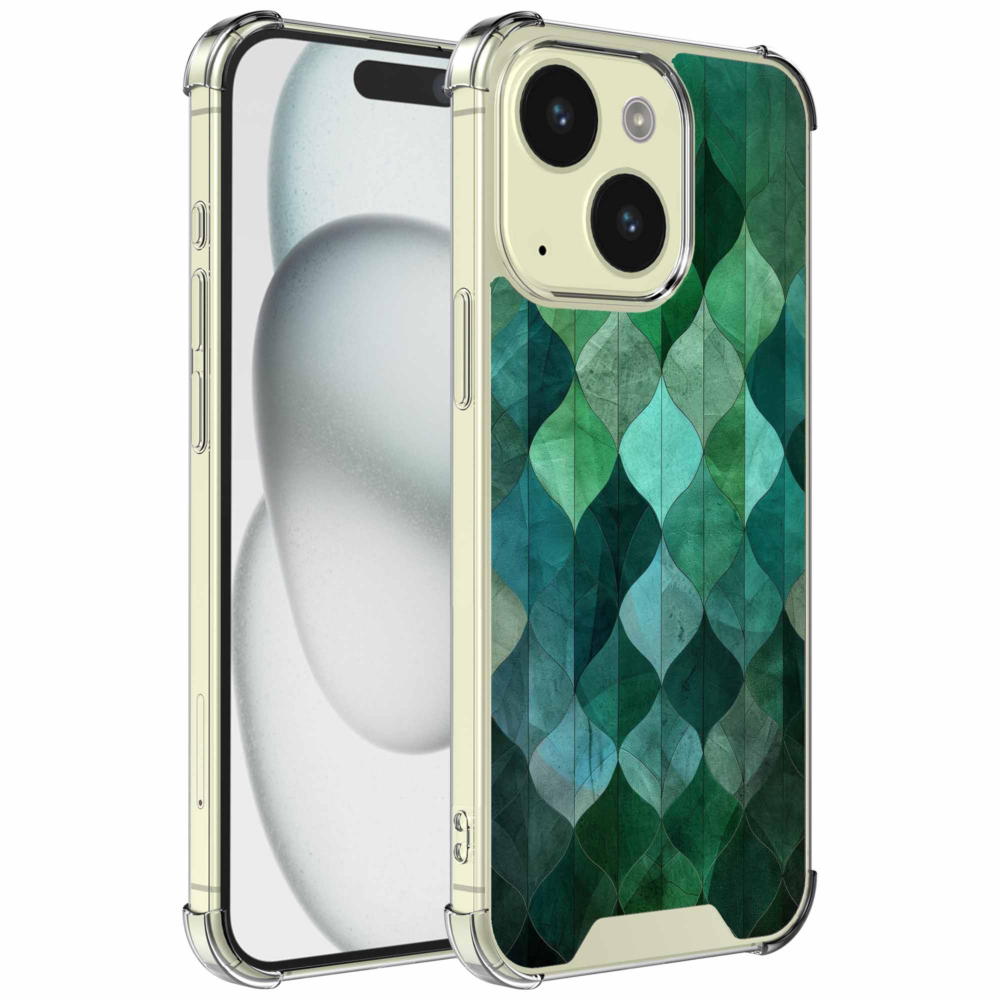 Groene bladeren opdruk_iPhone 15 transparant telefoonhoesje (1)