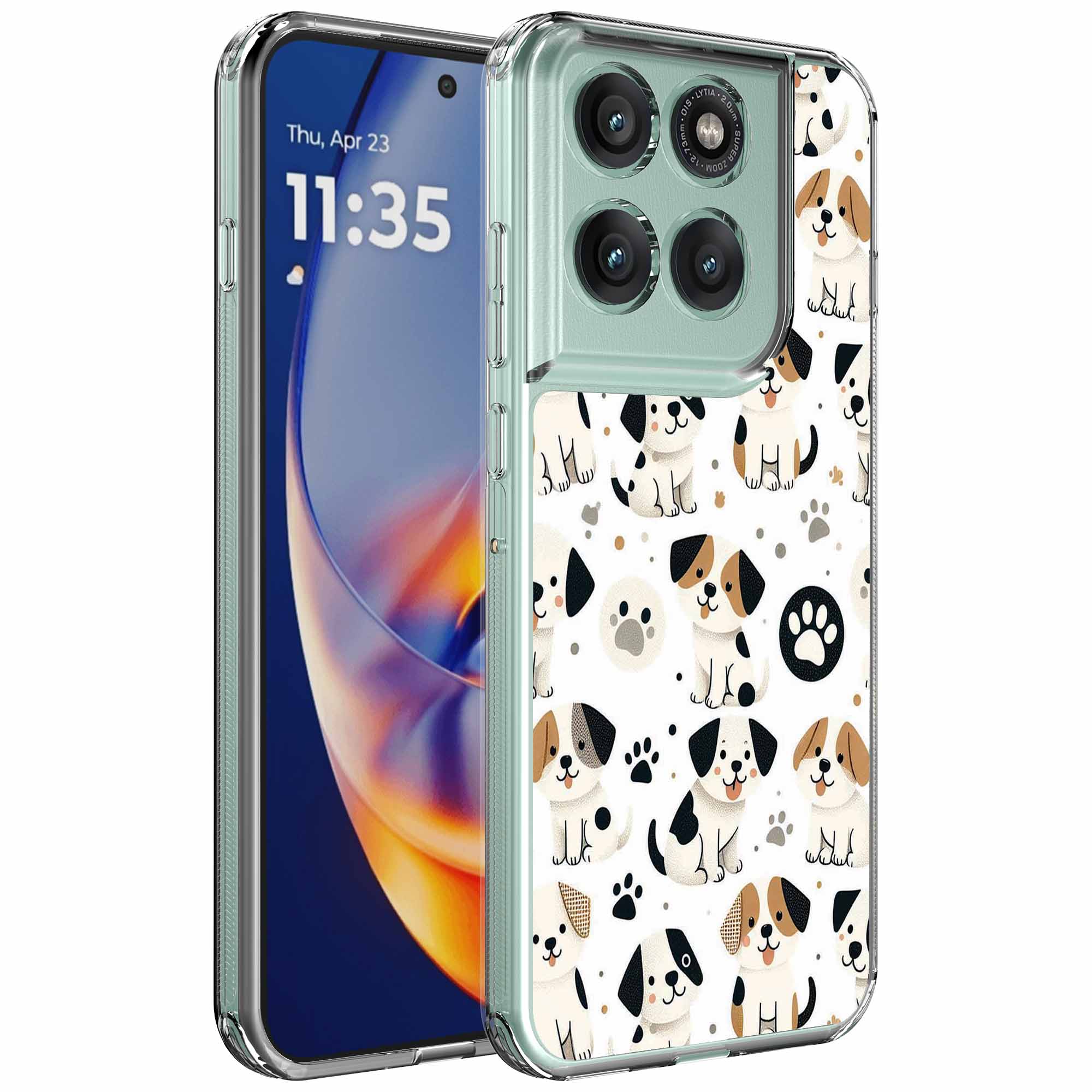 Honden en pootjes opdruk_Motorola Edge 50 Neo transparant telefoonhoesje (1)