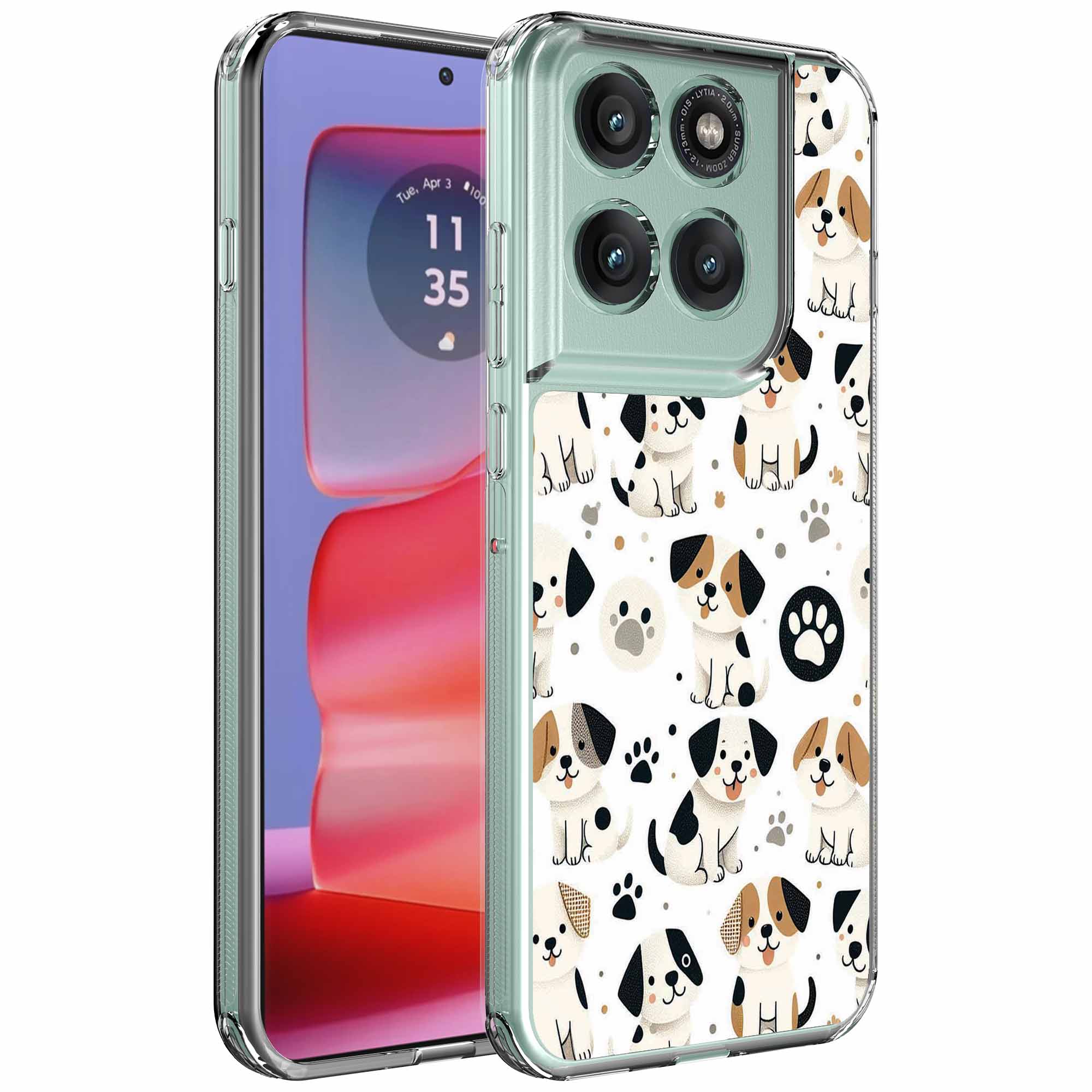 Honden en pootjes opdruk_Motorola Edge 50 Pro transparant telefoonhoesje (1)