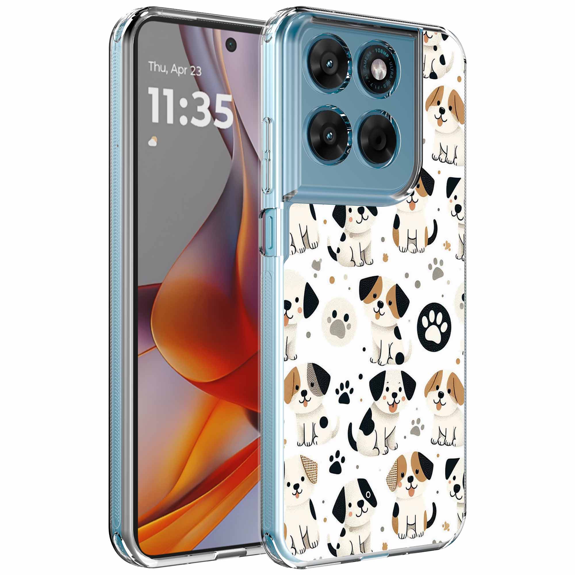 Honden en pootjes opdruk_Motorola Moto G75 transparant telefoonhoesje (1)