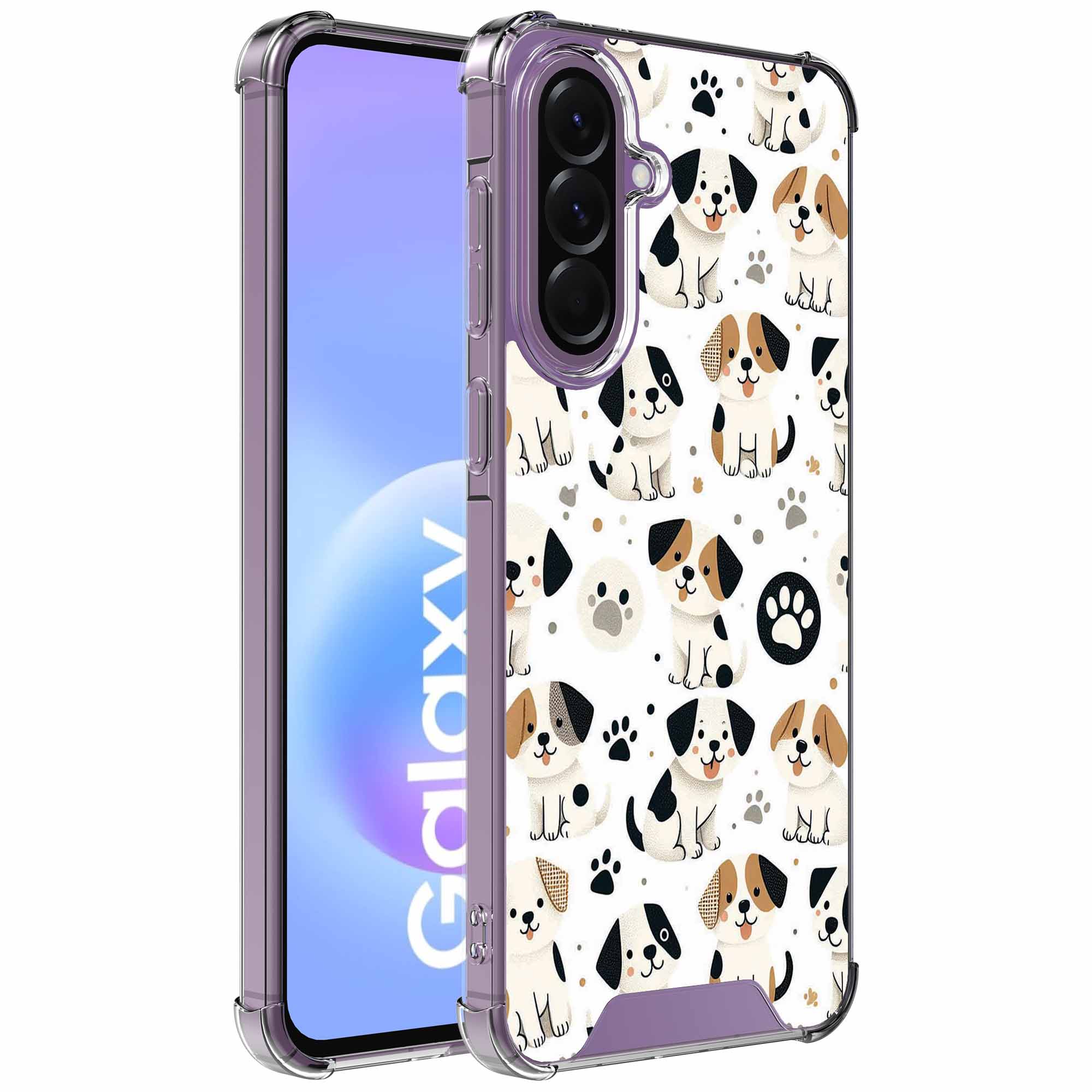 Honden en pootjes opdruk_Samsung Galaxy A57 transparant telefoonhoesje (1)