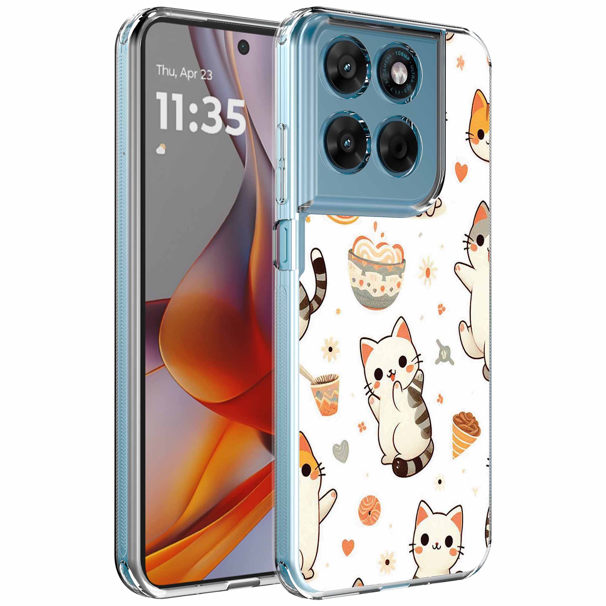 Katten opdruk_Motorola Moto G75 transparant telefoonhoesje (1)