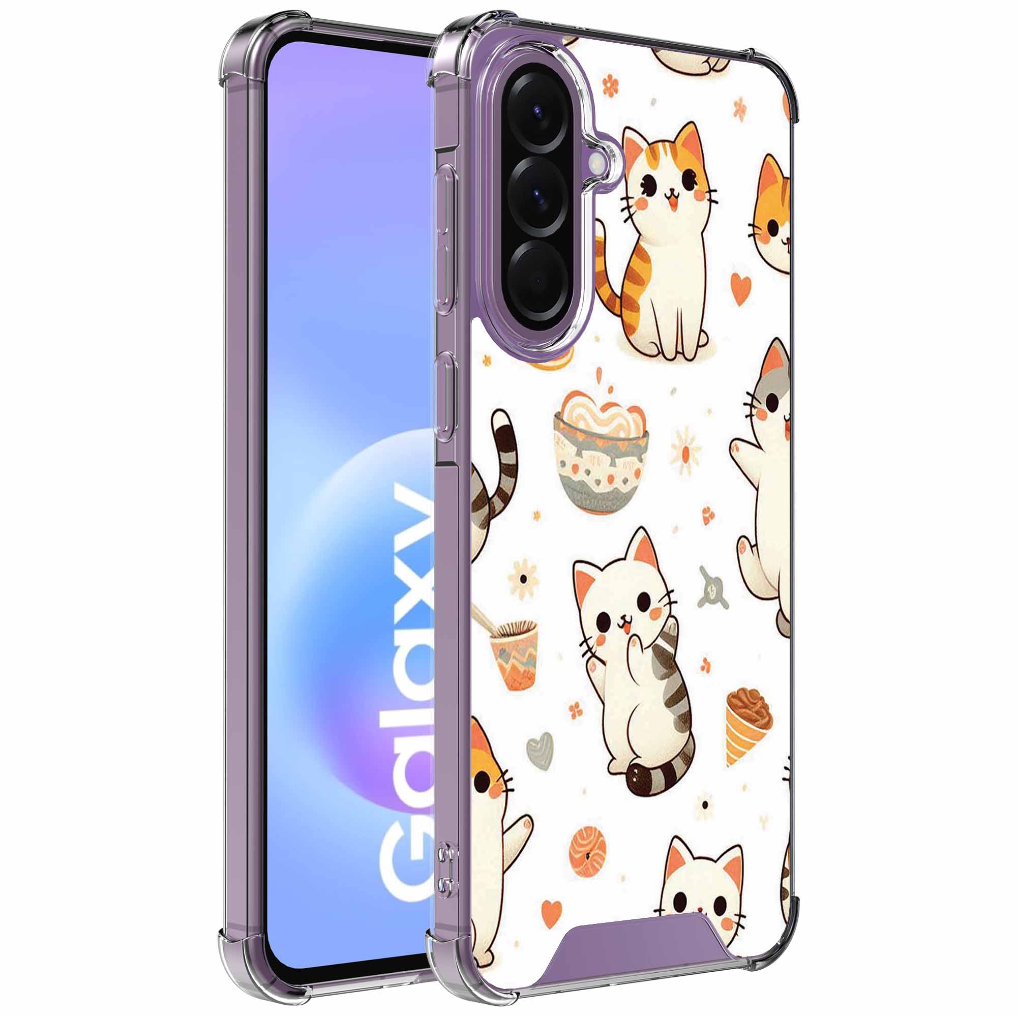 Katten opdruk_Samsung Galaxy A57 transparant telefoonhoesje (1)