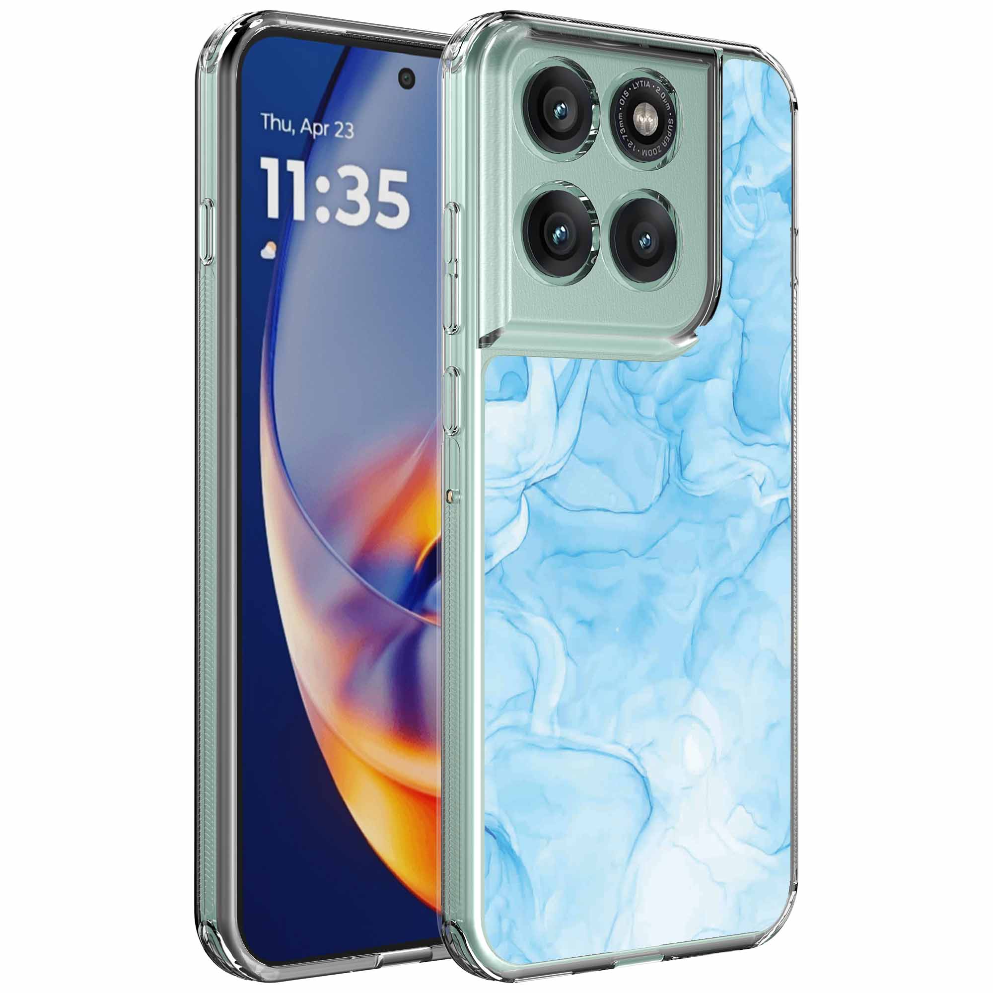 Lichtblauw marmer opdruk_Motorola Edge 50 Neo transparant telefoonhoesje (1)