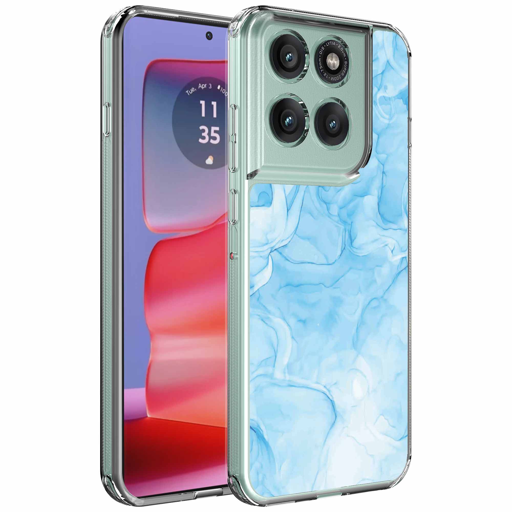 Lichtblauw marmer opdruk_Motorola Edge 50 Pro transparant telefoonhoesje (1)