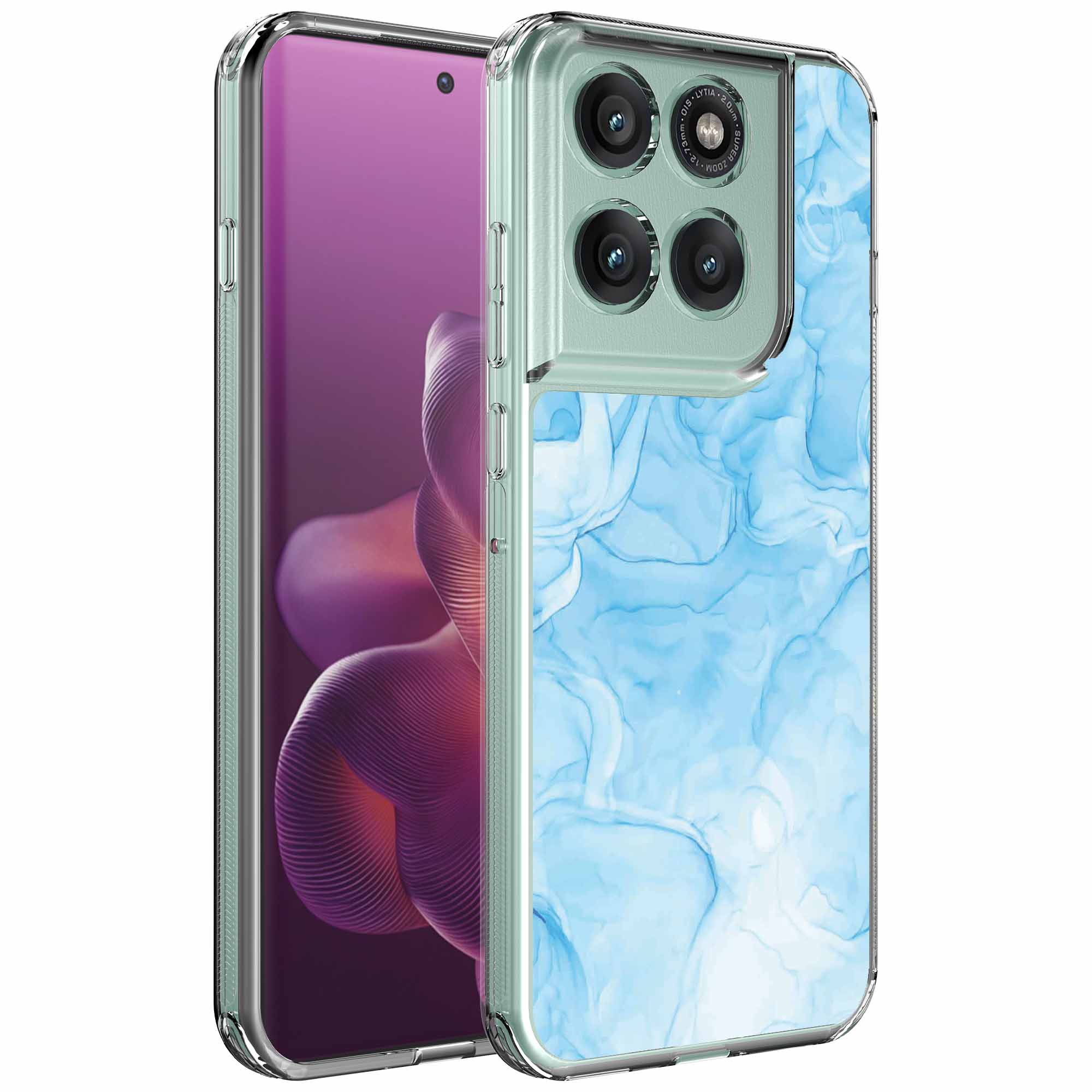 Lichtblauw marmer opdruk_Motorola Edge 60 Pro transparant telefoonhoesje (1)