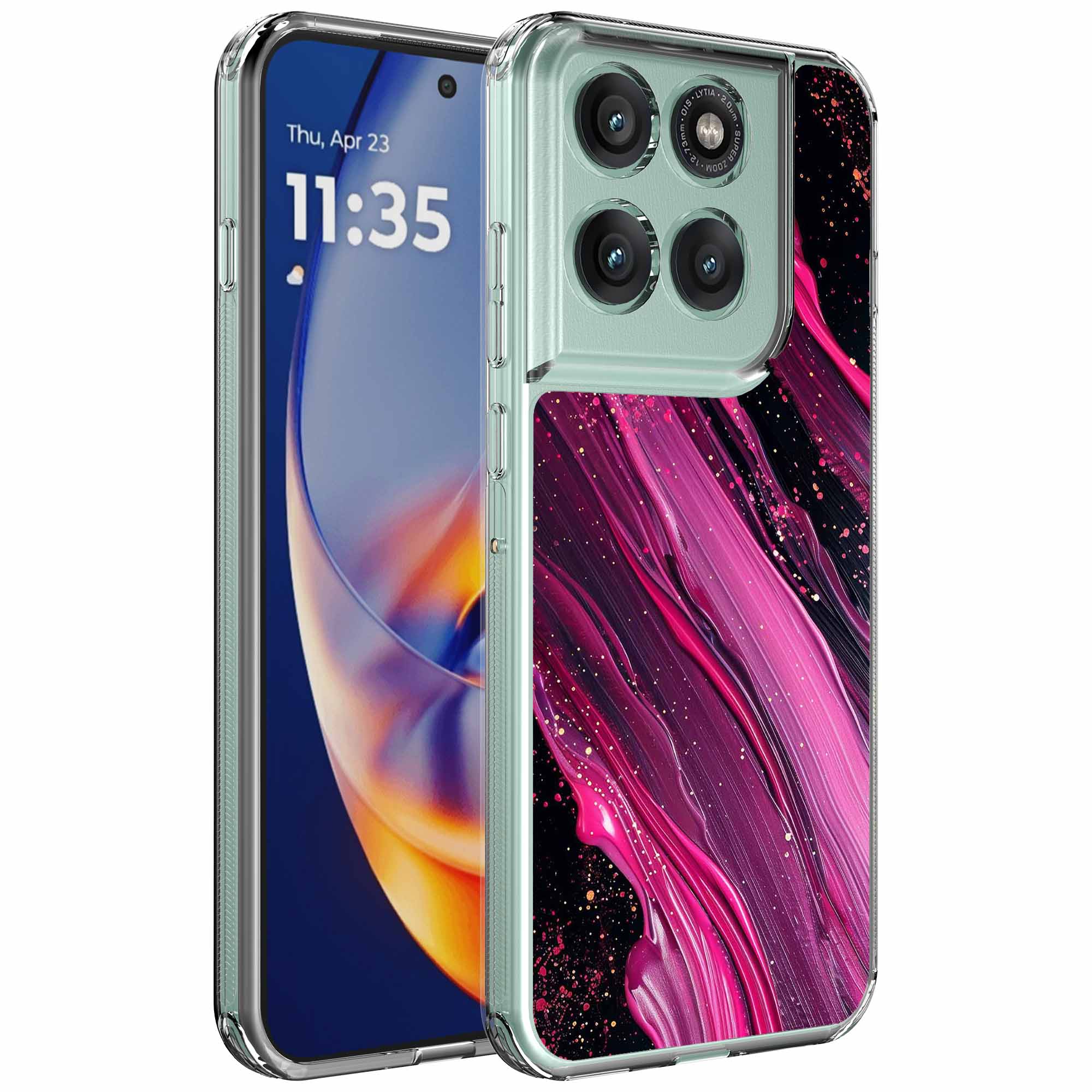 Paars roze marmer opdruk_Motorola Edge 50 Neo transparant telefoonhoesje (1)