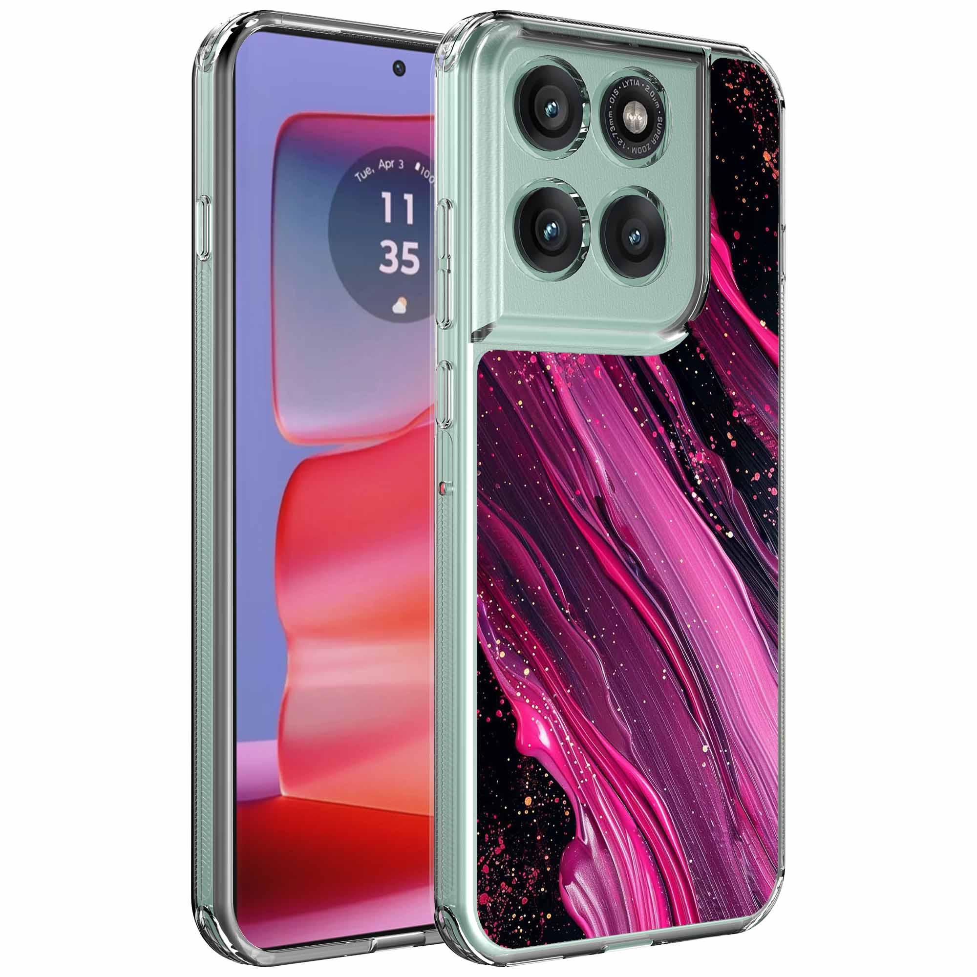 Paars roze marmer opdruk_Motorola Edge 50 Pro transparant telefoonhoesje (1)