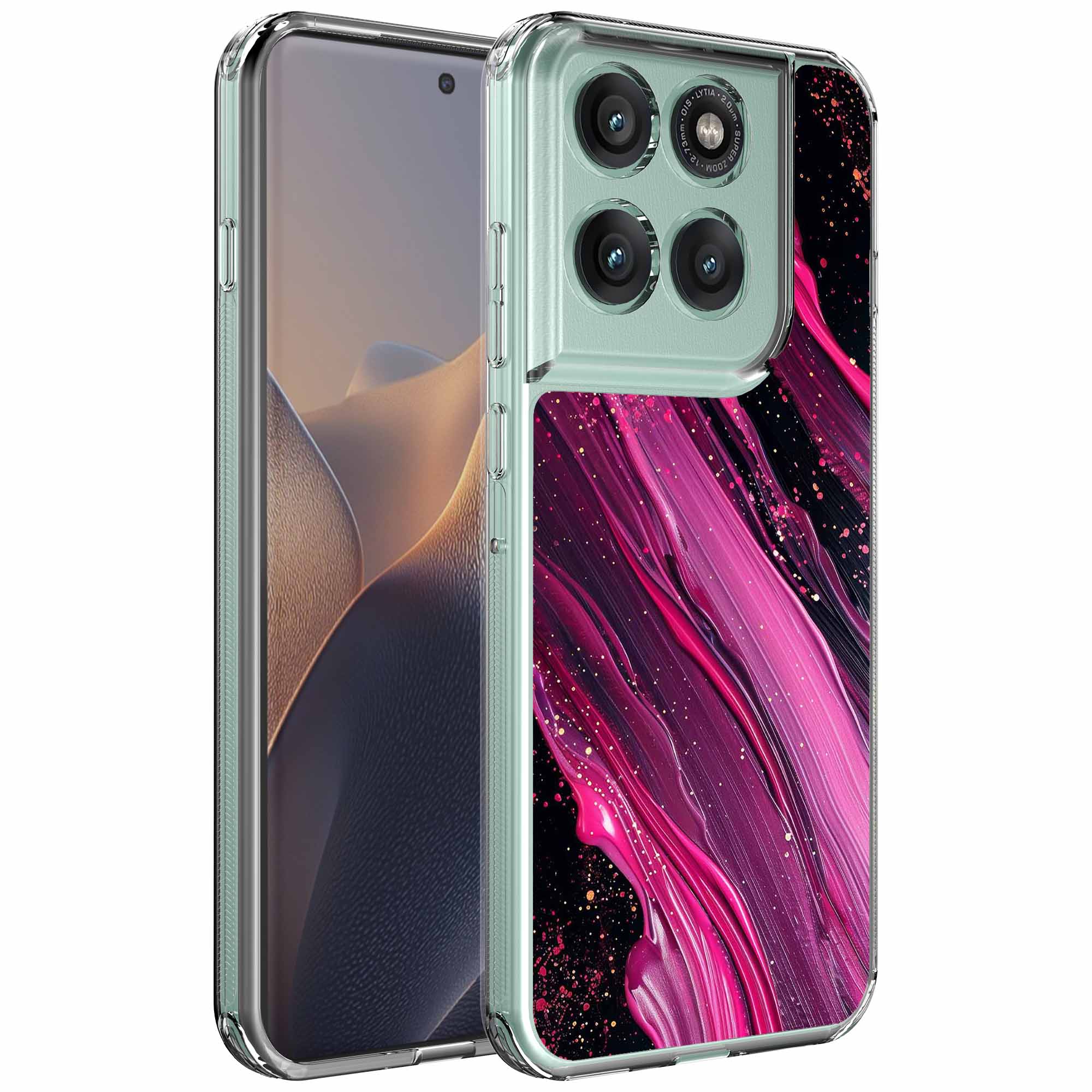 Paars roze marmer opdruk_Motorola Edge 60 Fusion transparant telefoonhoesje (1)