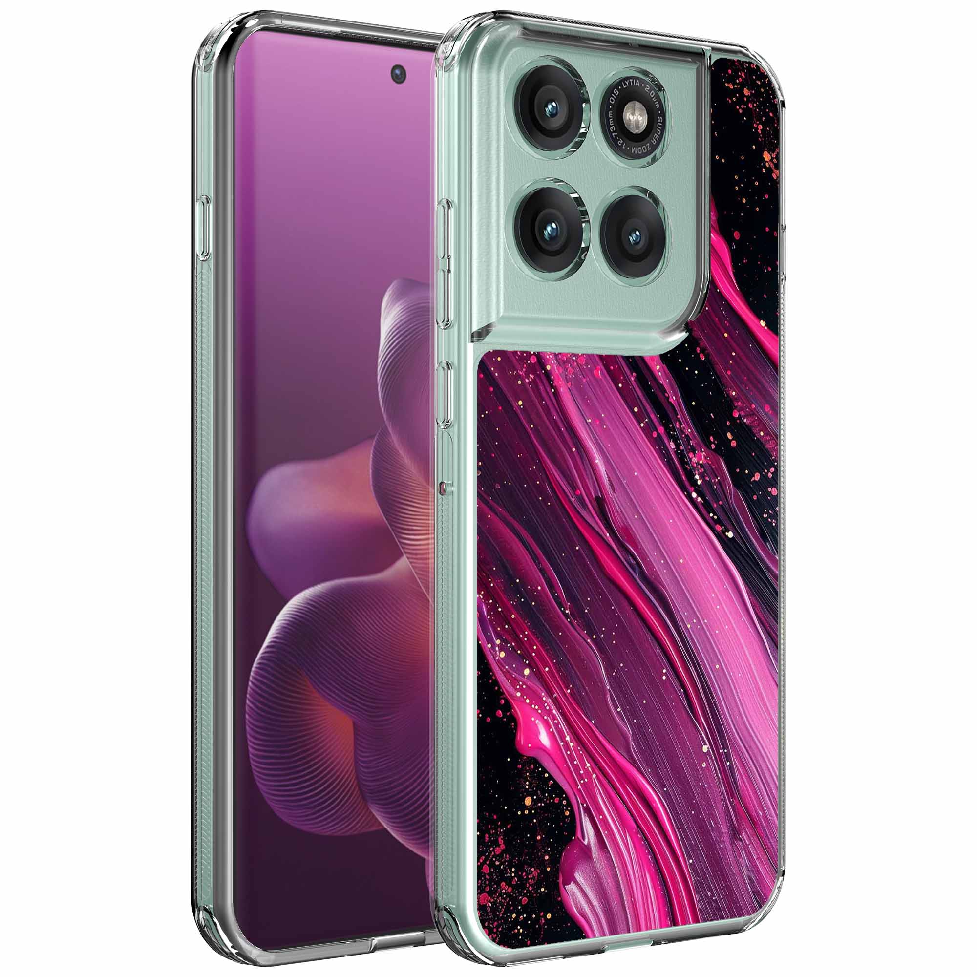 Paars roze marmer opdruk_Motorola Edge 60 Pro transparant telefoonhoesje (1)