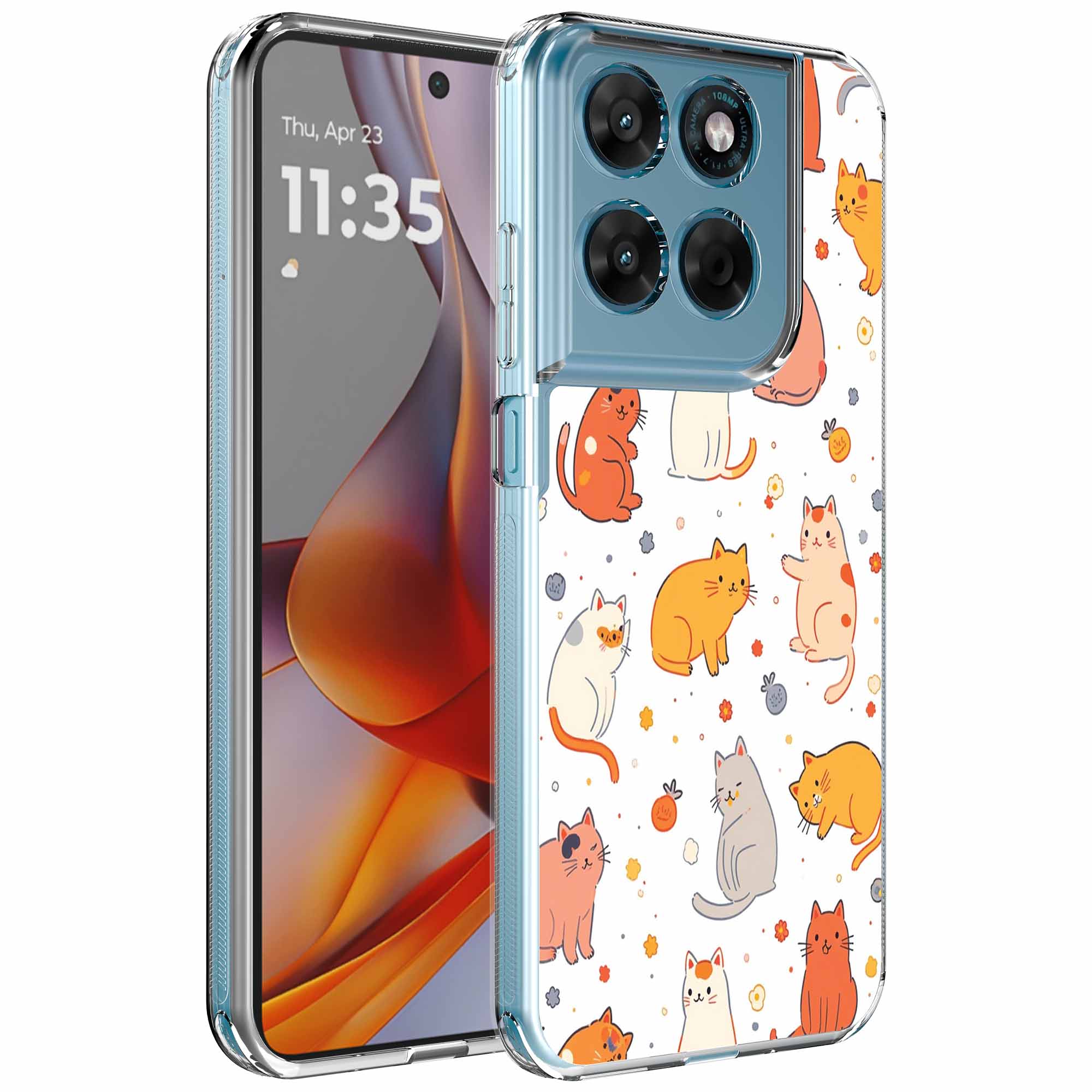 Poezen opdruk_Motorola Moto G75 transparant telefoonhoesje (1)