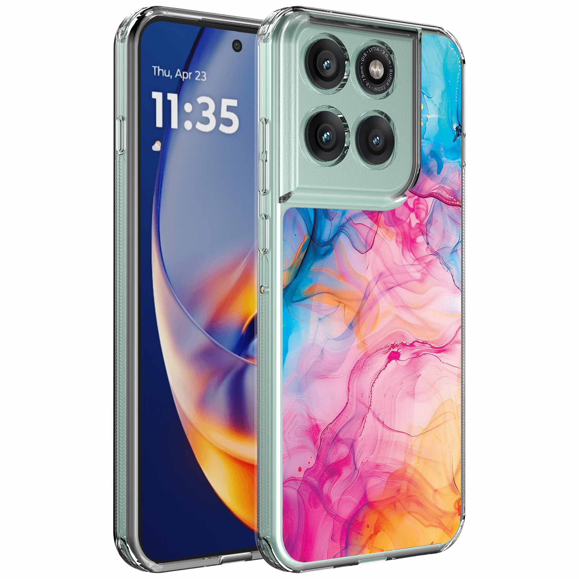 Regenboog acryl marmer opdruk_Motorola Edge 50 Neo transparant telefoonhoesje (1)