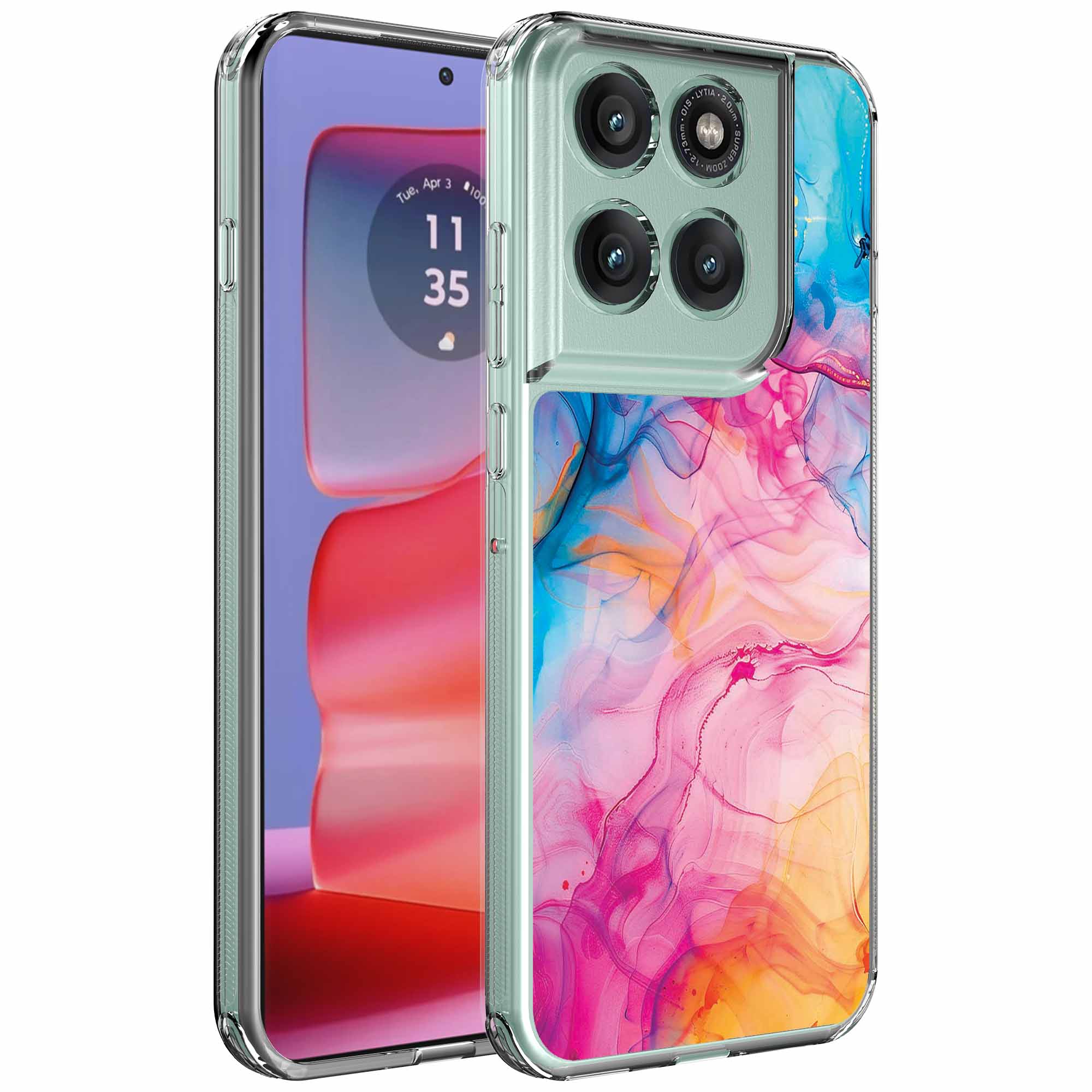 Regenboog acryl marmer opdruk_Motorola Edge 50 Pro transparant telefoonhoesje (1)