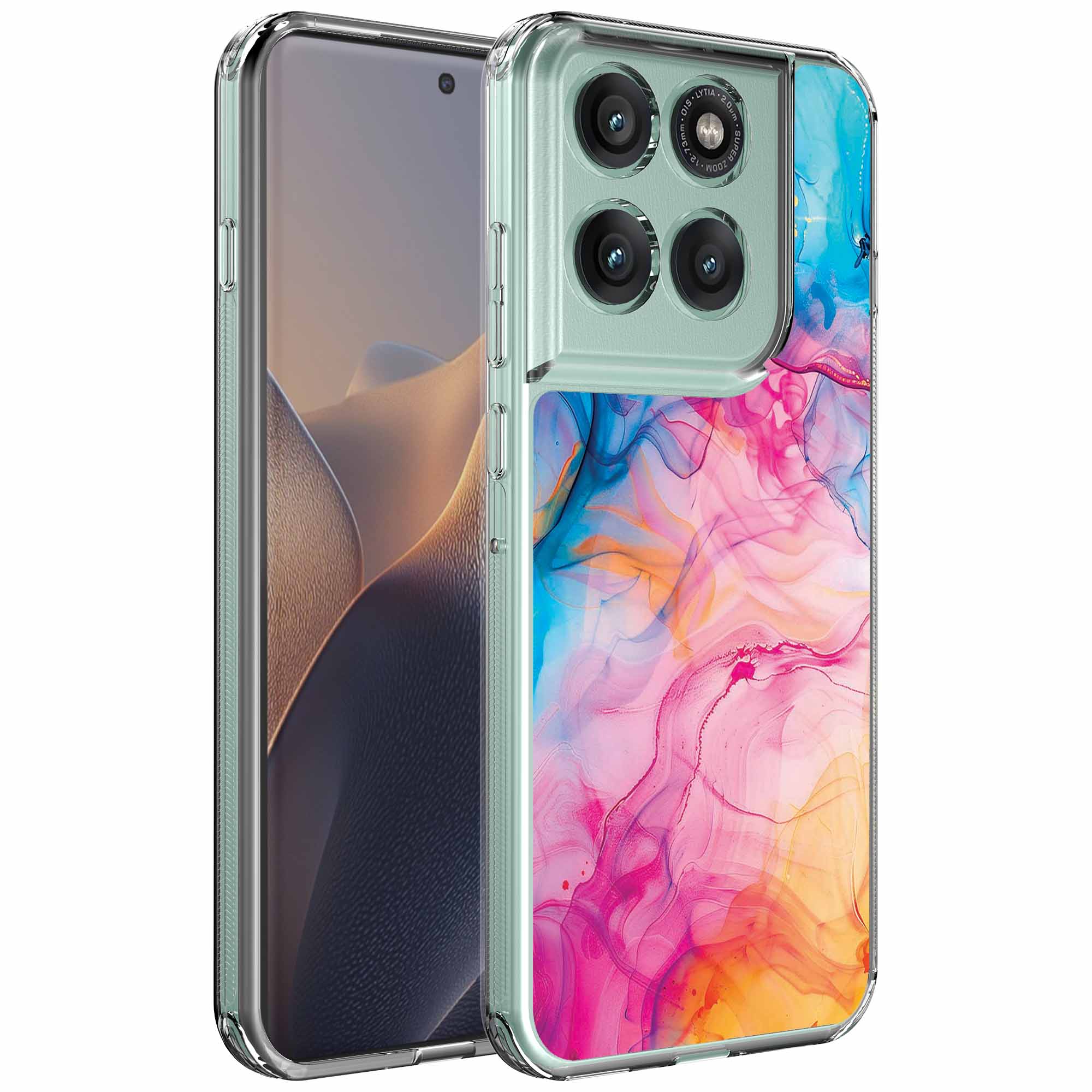 Regenboog acryl marmer opdruk_Motorola Edge 60 Fusion transparant telefoonhoesje (1)