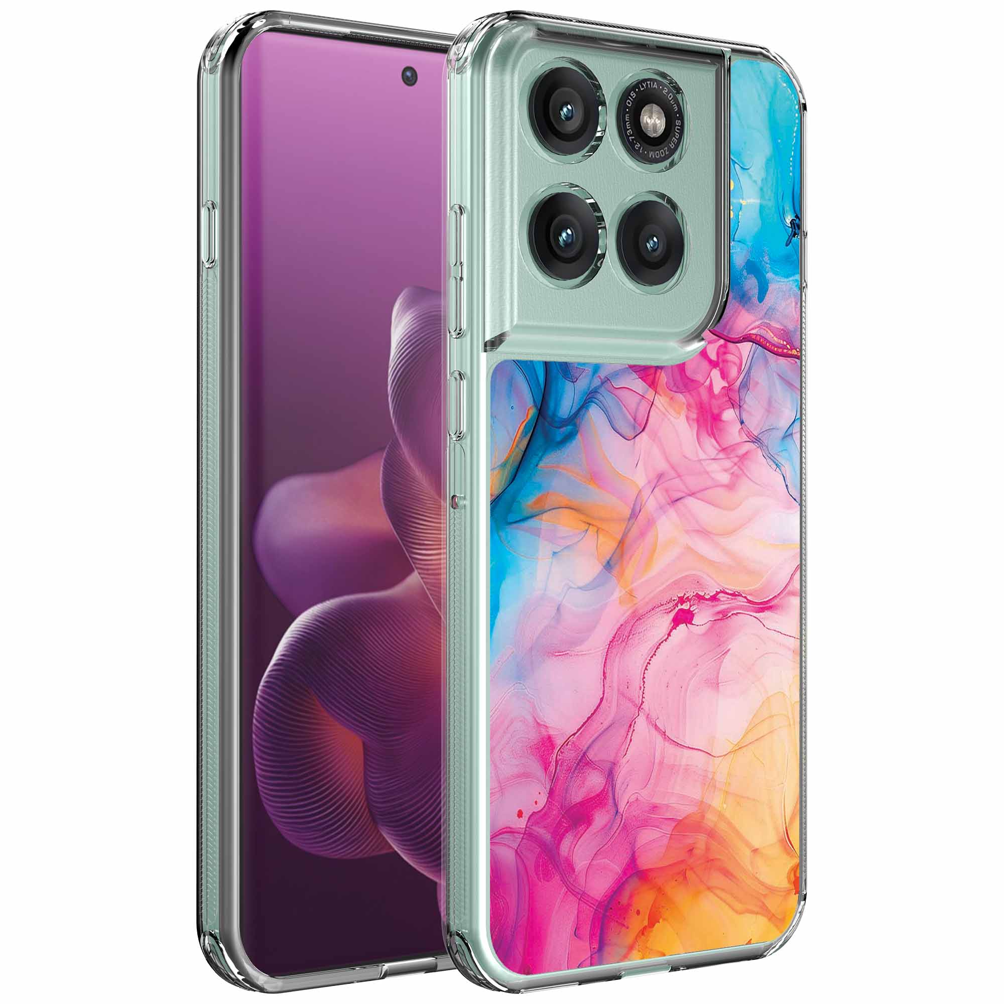 Regenboog acryl marmer opdruk_Motorola Edge 60 Pro transparant telefoonhoesje (1)
