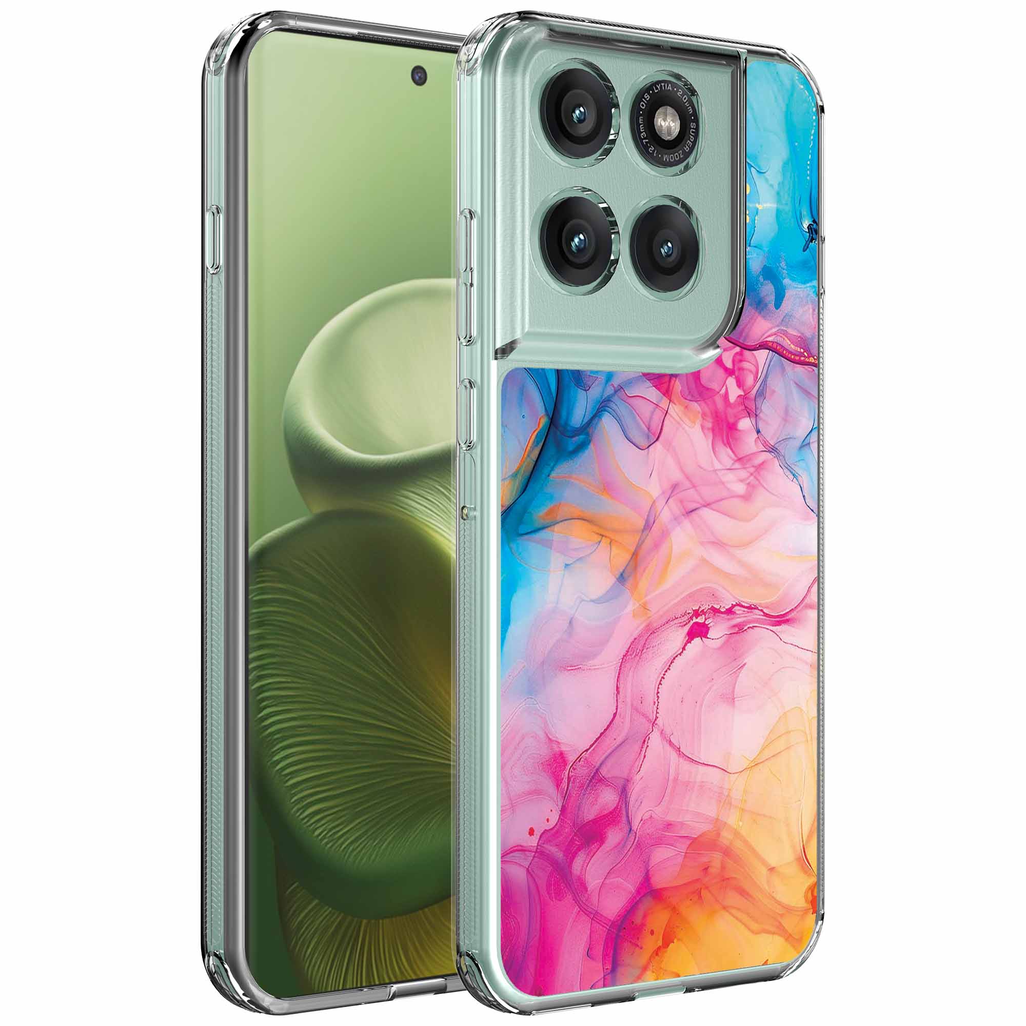 Regenboog acryl marmer opdruk_Motorola Edge 60 transparant telefoonhoesje (1)