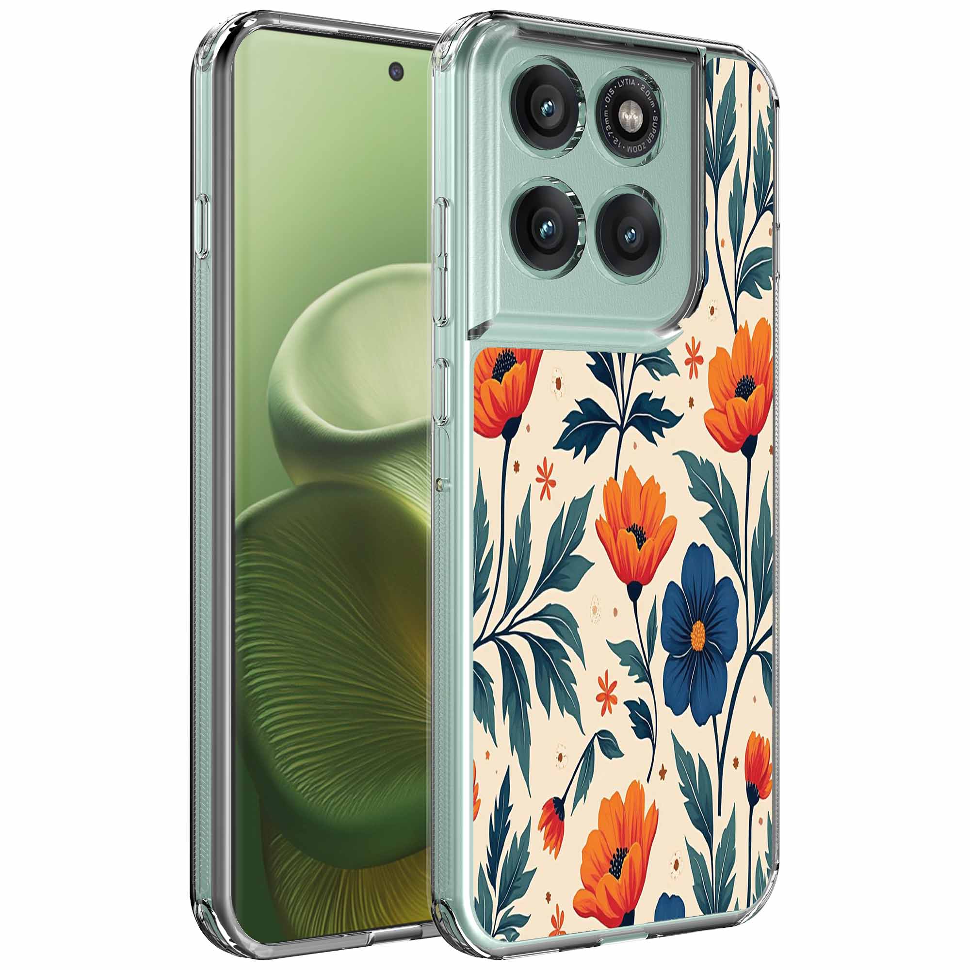 Rode blauwe bloemen opdruk_Motorola Edge 60 transparant telefoonhoesje (1)