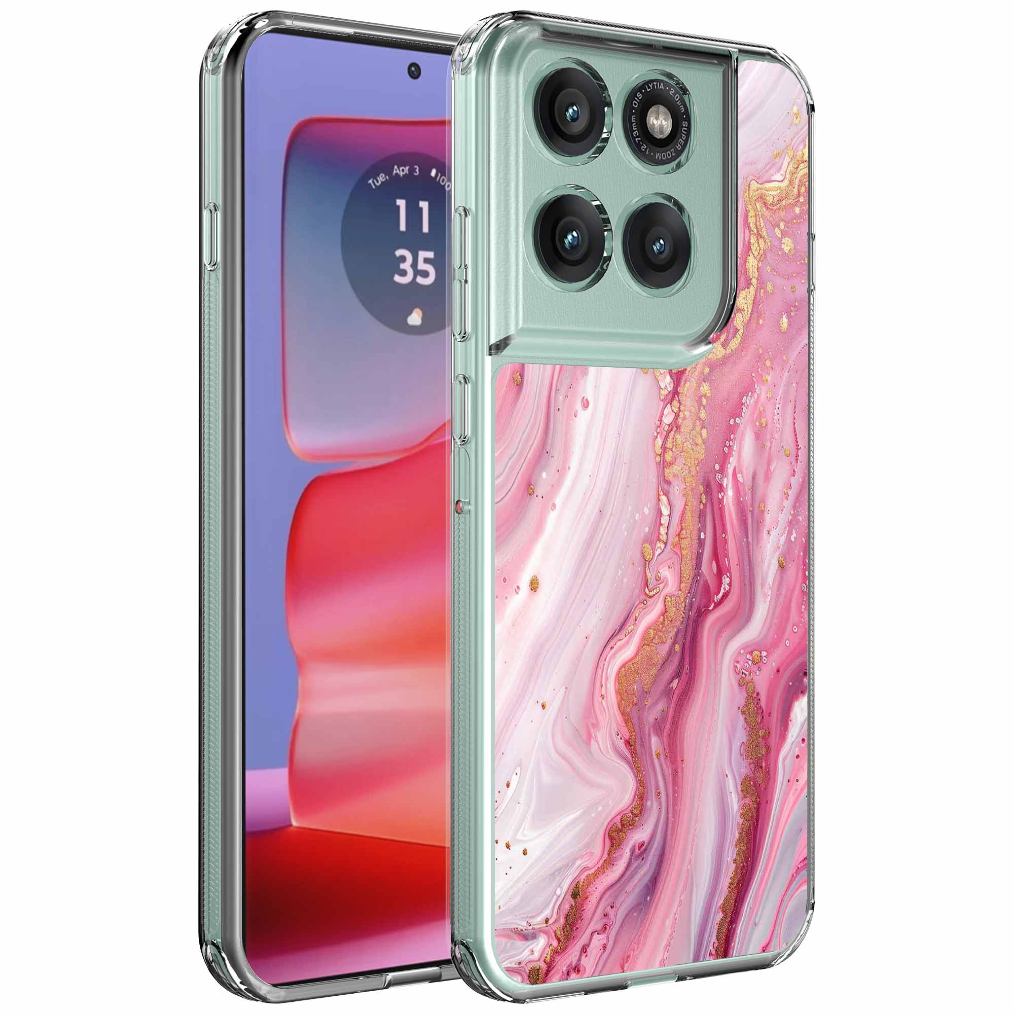 Roze goud marmer opdruk_Motorola Edge 50 Pro transparant telefoonhoesje (1)