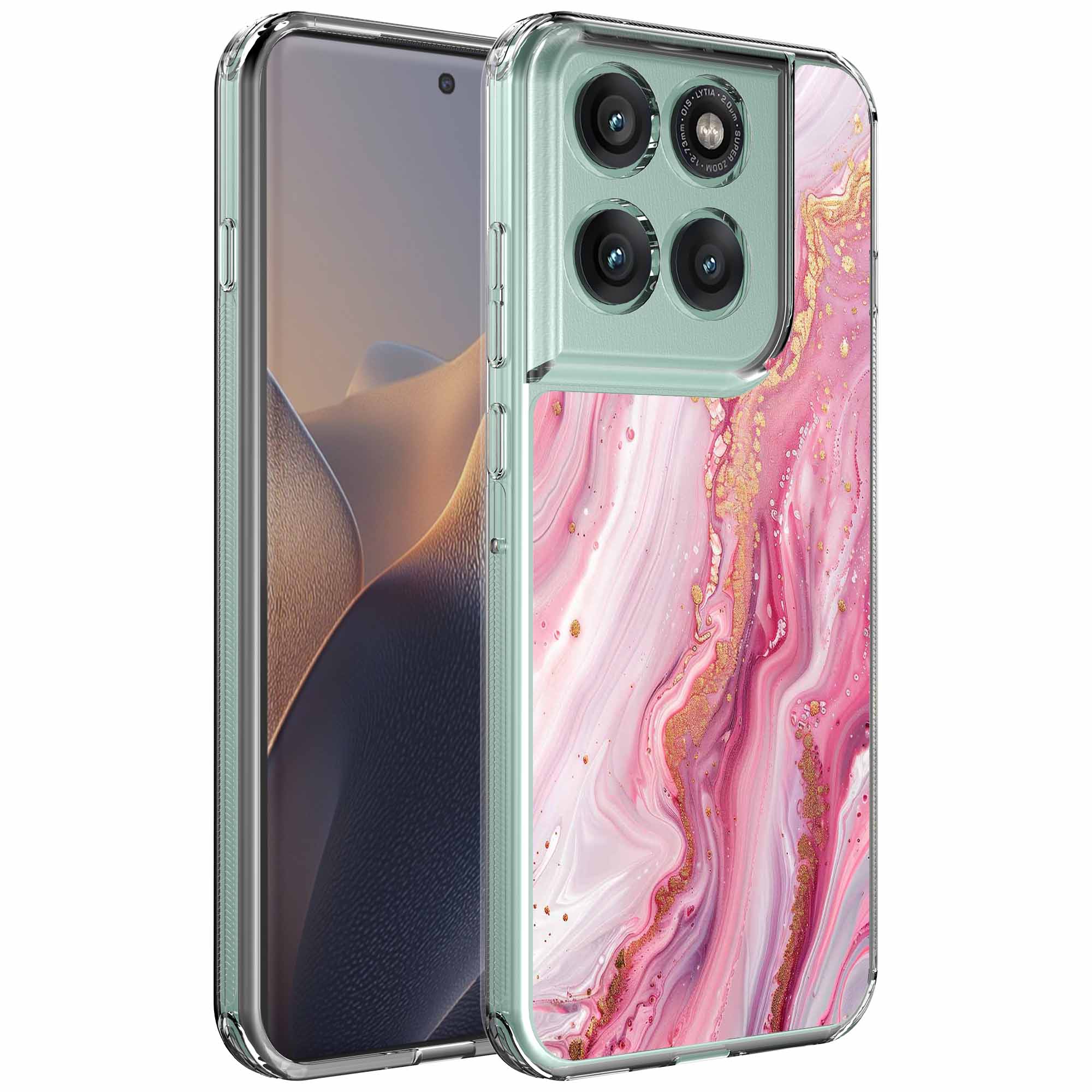 Roze goud marmer opdruk_Motorola Edge 60 Fusion transparant telefoonhoesje (1)