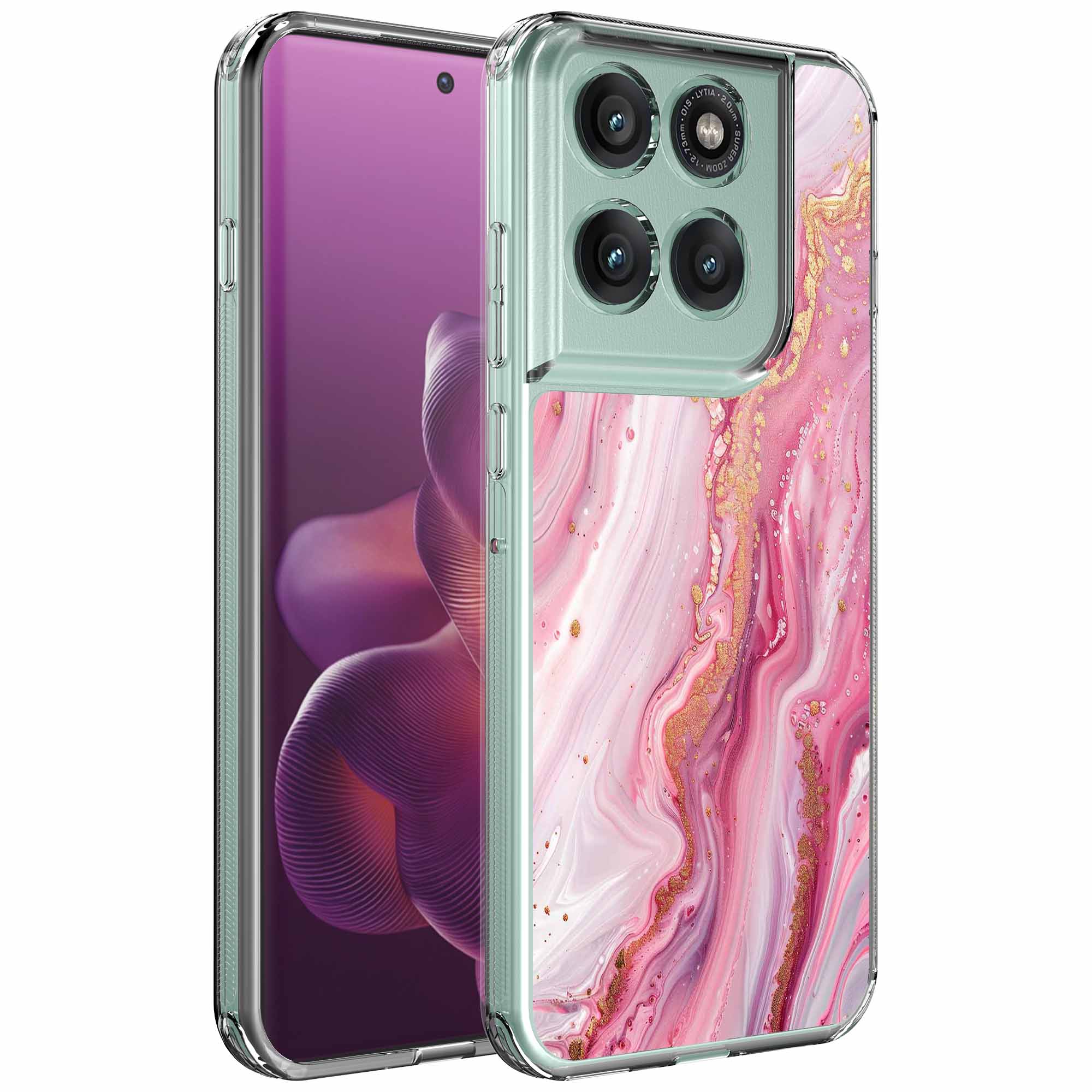 Roze goud marmer opdruk_Motorola Edge 60 Pro transparant telefoonhoesje (1)