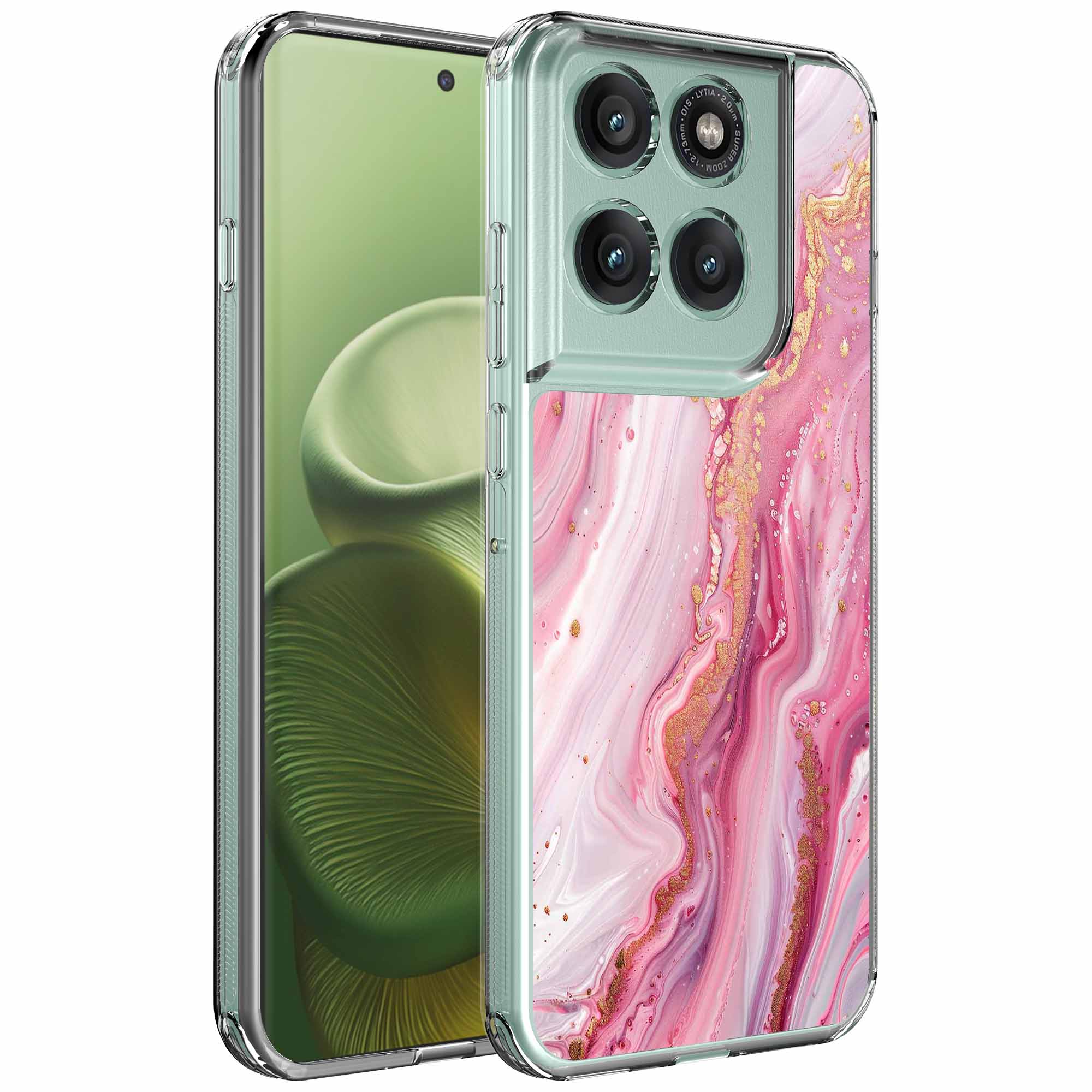Roze goud marmer opdruk_Motorola Edge 60 transparant telefoonhoesje (1)