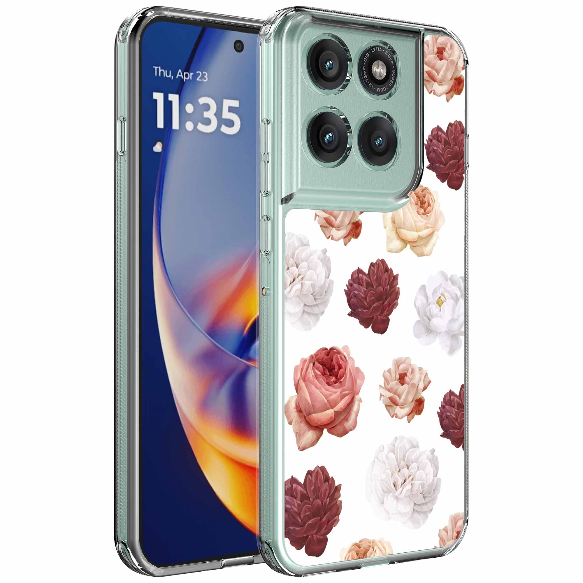 Rozen bloemen opdruk_Motorola Edge 50 Neo transparant telefoonhoesje (1)