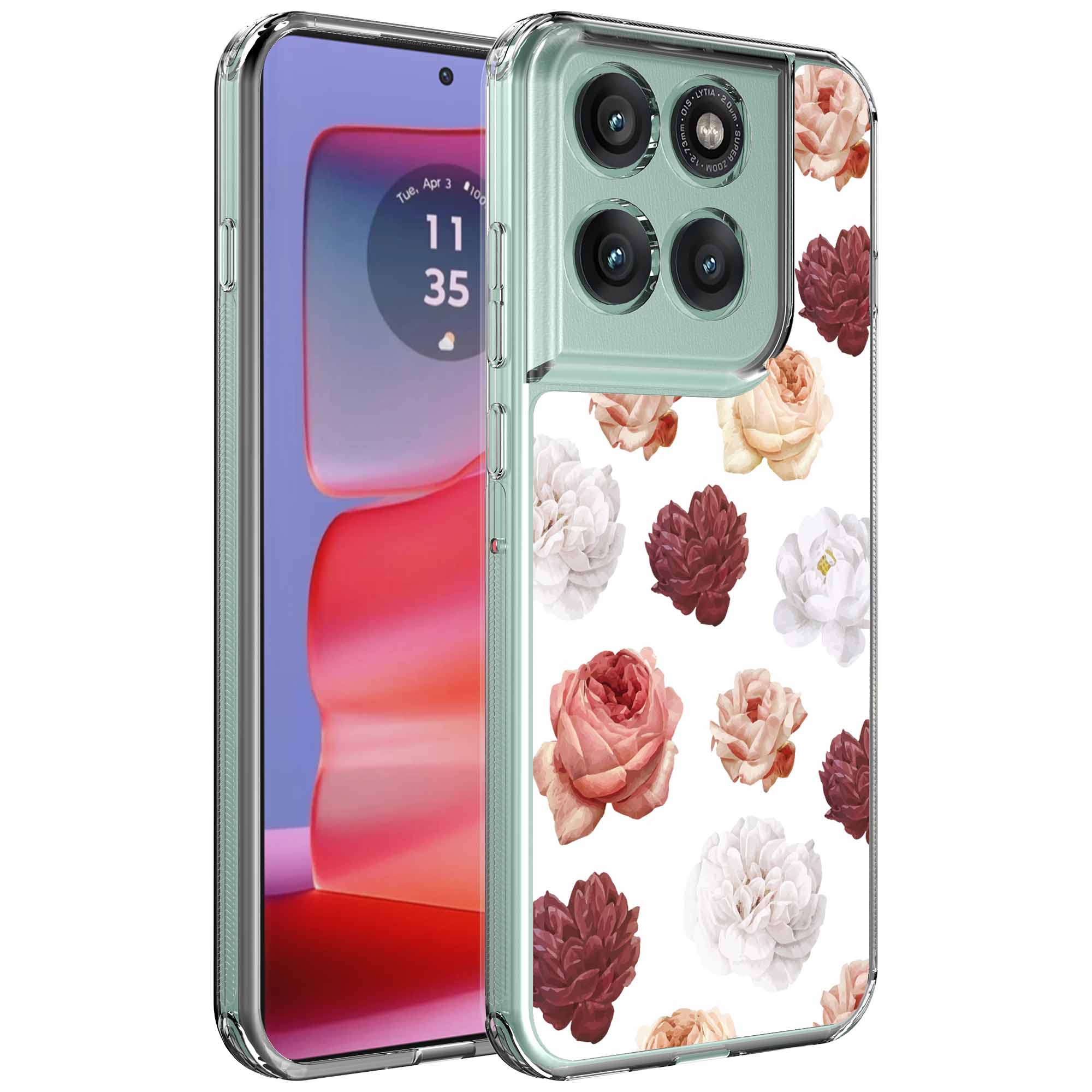 Rozen bloemen opdruk_Motorola Edge 50 Pro transparant telefoonhoesje (1)