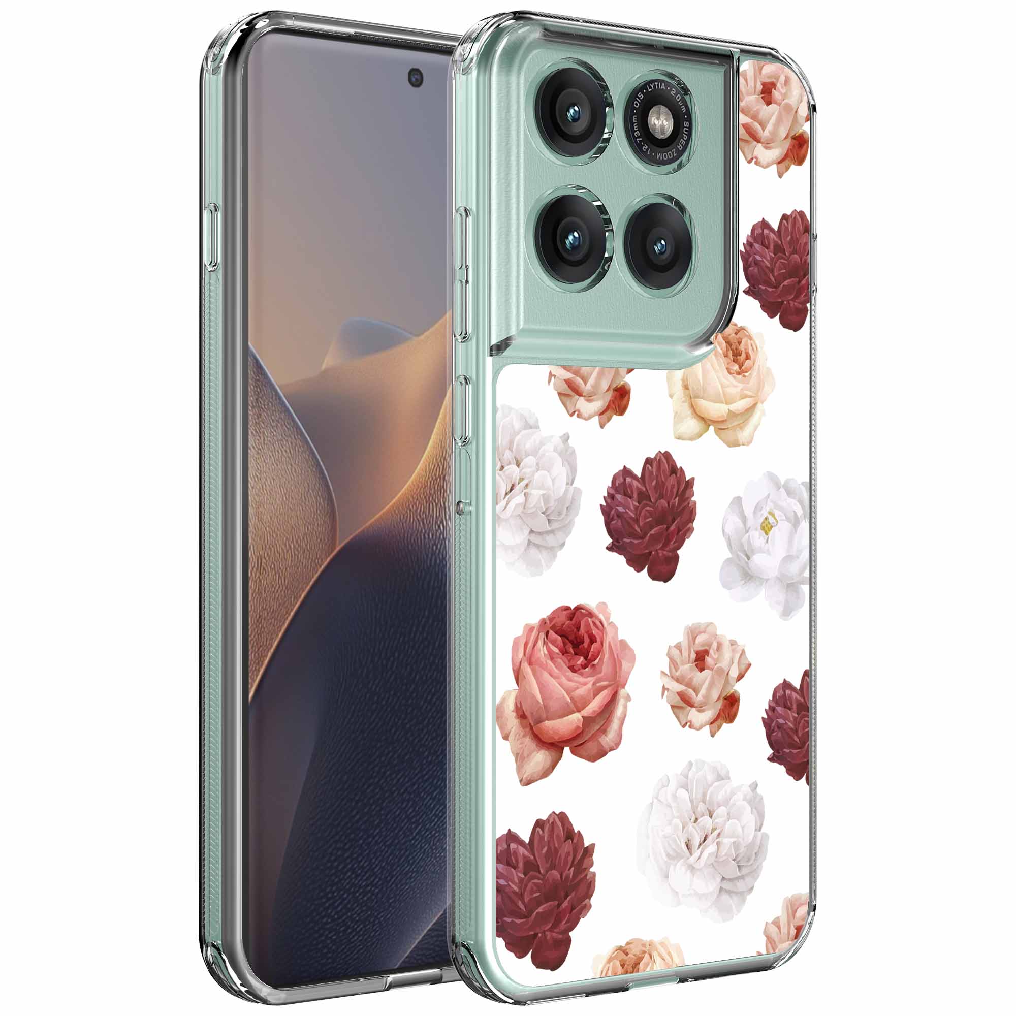 Rozen bloemen opdruk_Motorola Edge 60 Fusion transparant telefoonhoesje (1)