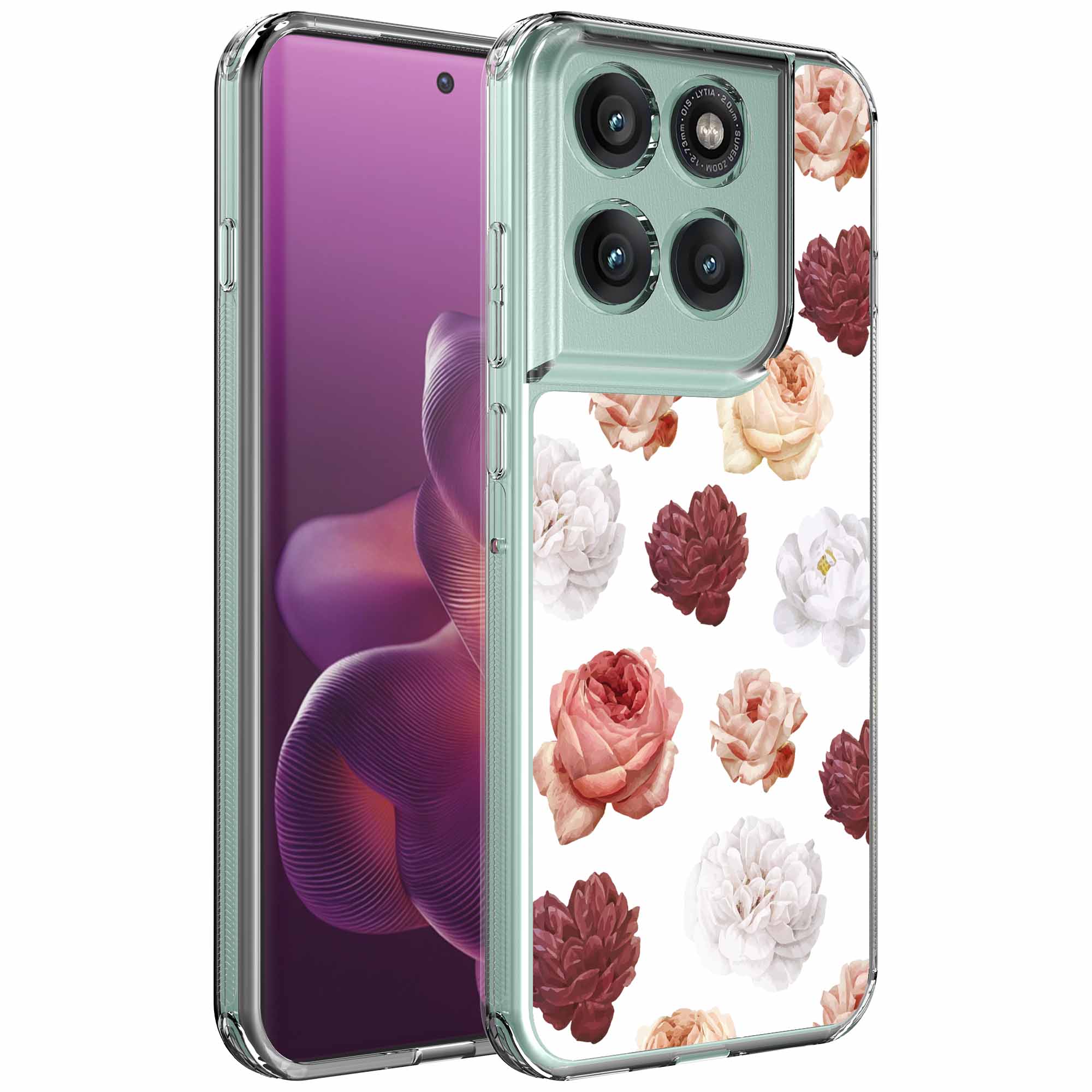 Rozen bloemen opdruk_Motorola Edge 60 Pro transparant telefoonhoesje (1)