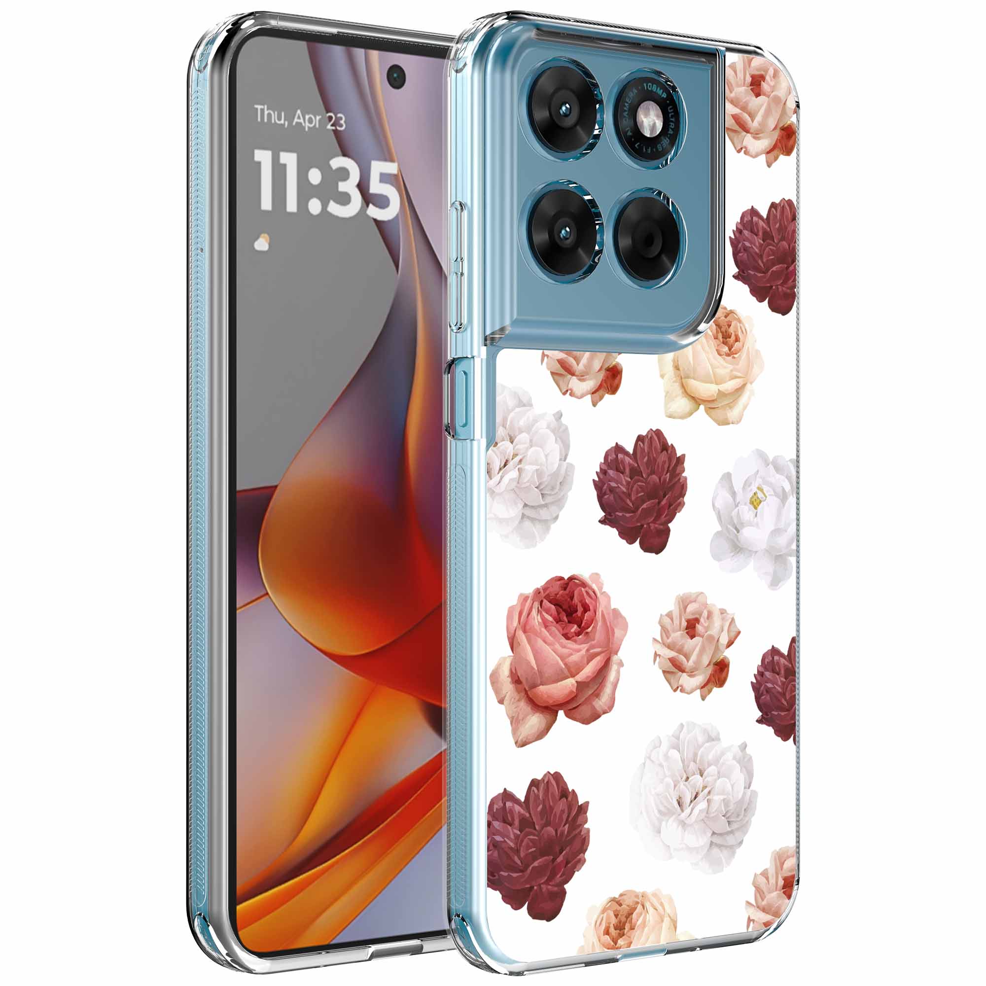 Rozen bloemen opdruk_Motorola Moto G75 transparant telefoonhoesje (1)