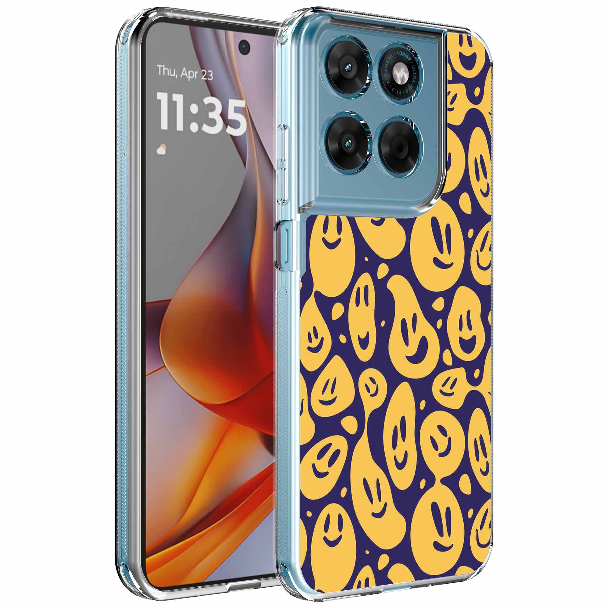 Smiley emoji opdruk_Motorola Moto G75 transparant telefoonhoesje (1)