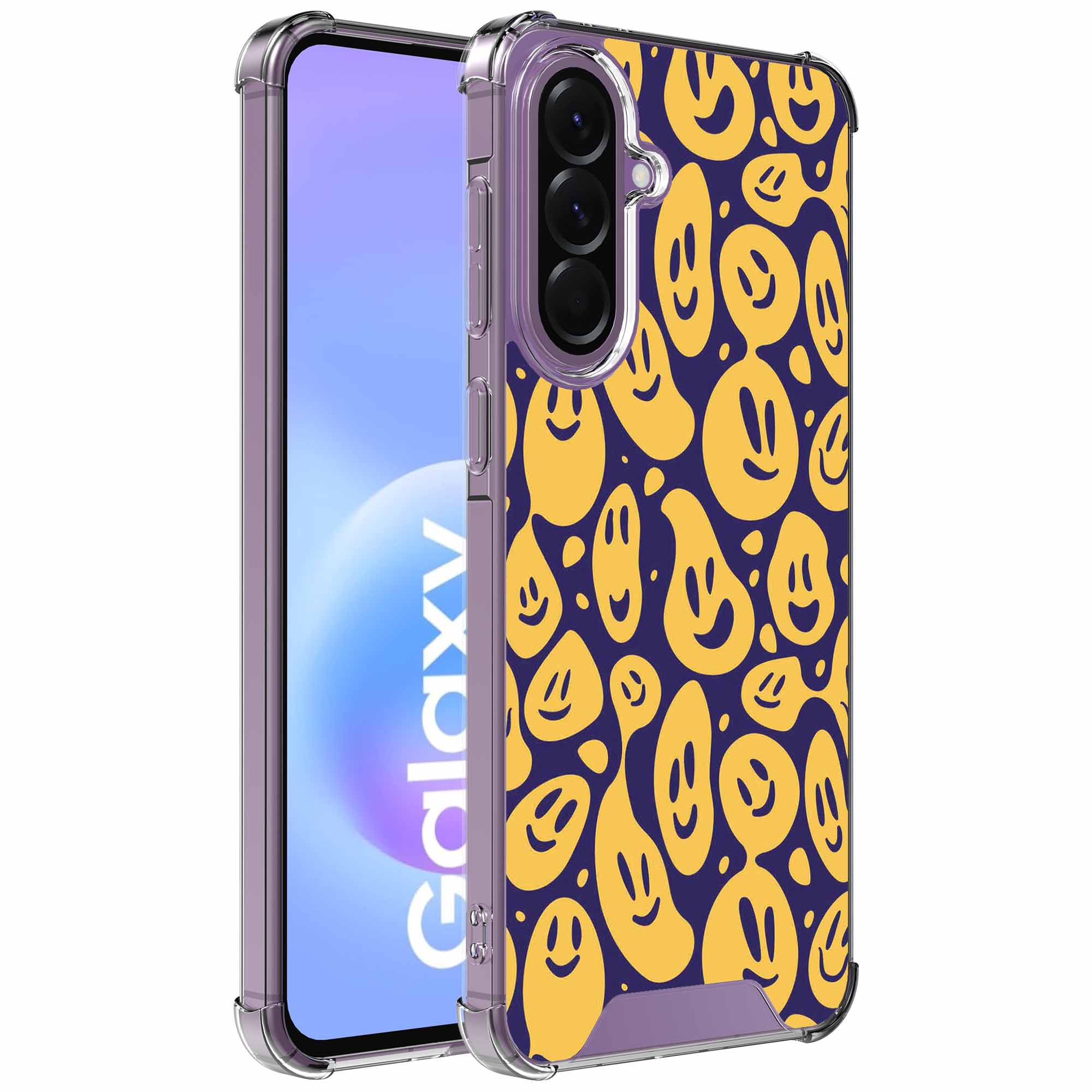 Smiley emoji opdruk_Samsung Galaxy A57 transparant telefoonhoesje (1)
