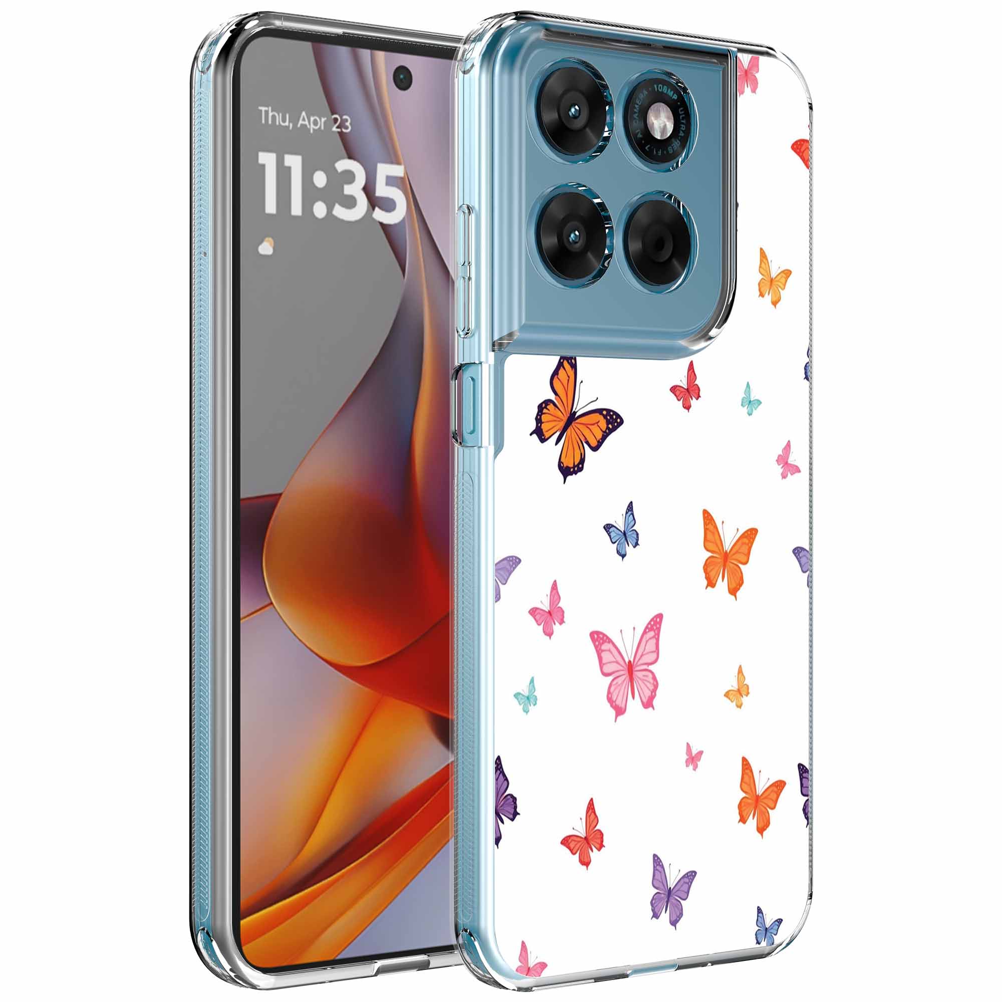 Vlinder opdruk_Motorola Moto G75 transparant telefoonhoesje (1)
