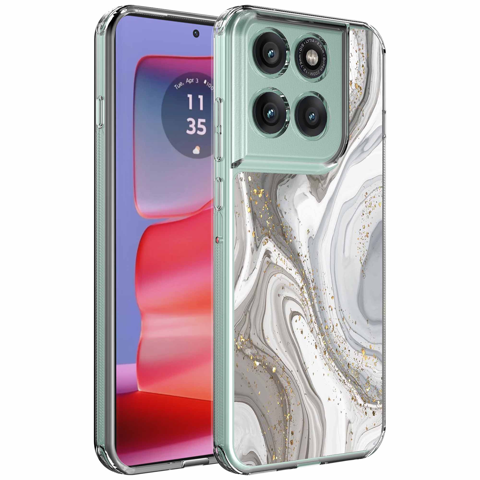 Zilver marmer opdruk_Motorola Edge 50 Pro transparant telefoonhoesje (1)