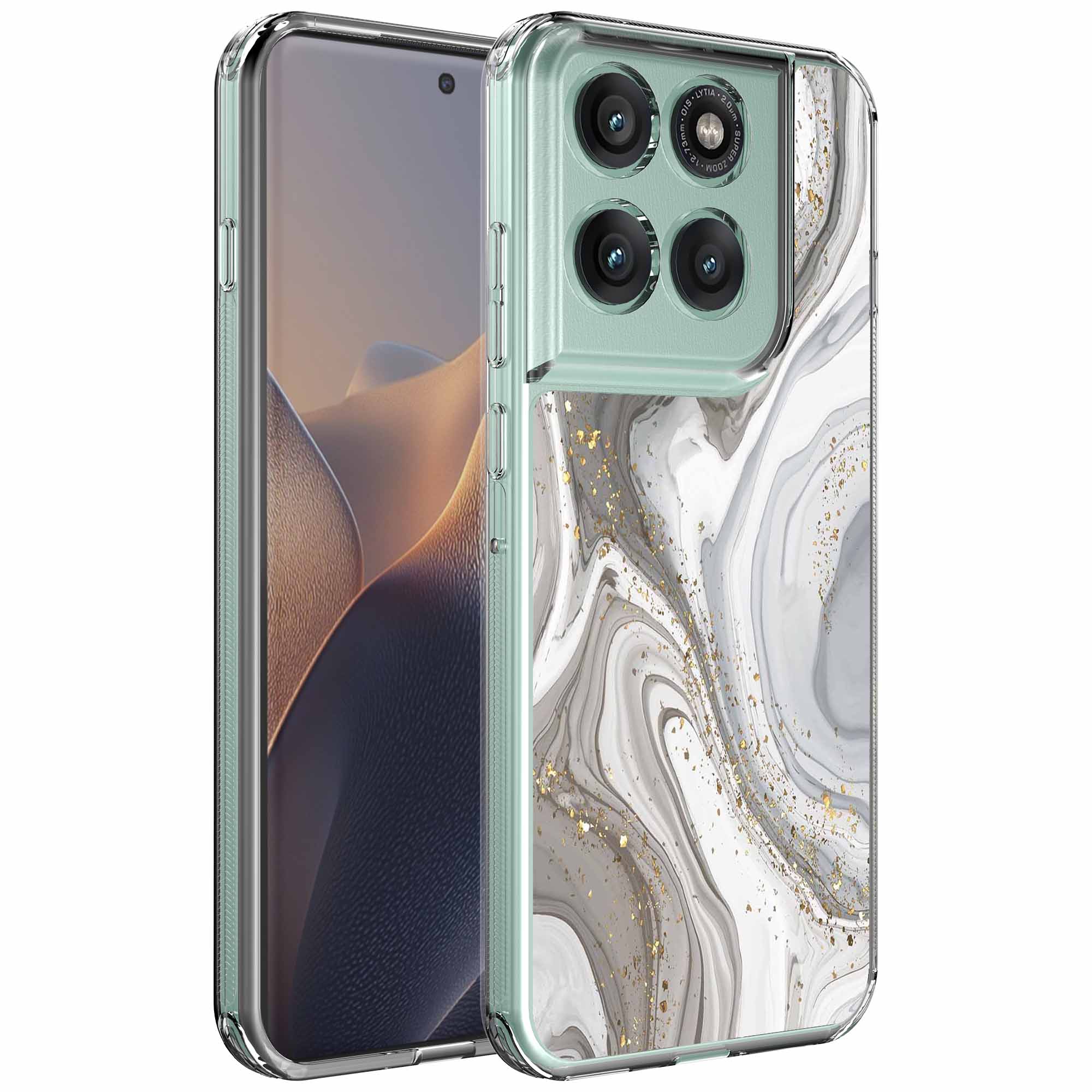 Zilver marmer opdruk_Motorola Edge 60 Fusion transparant telefoonhoesje (1)
