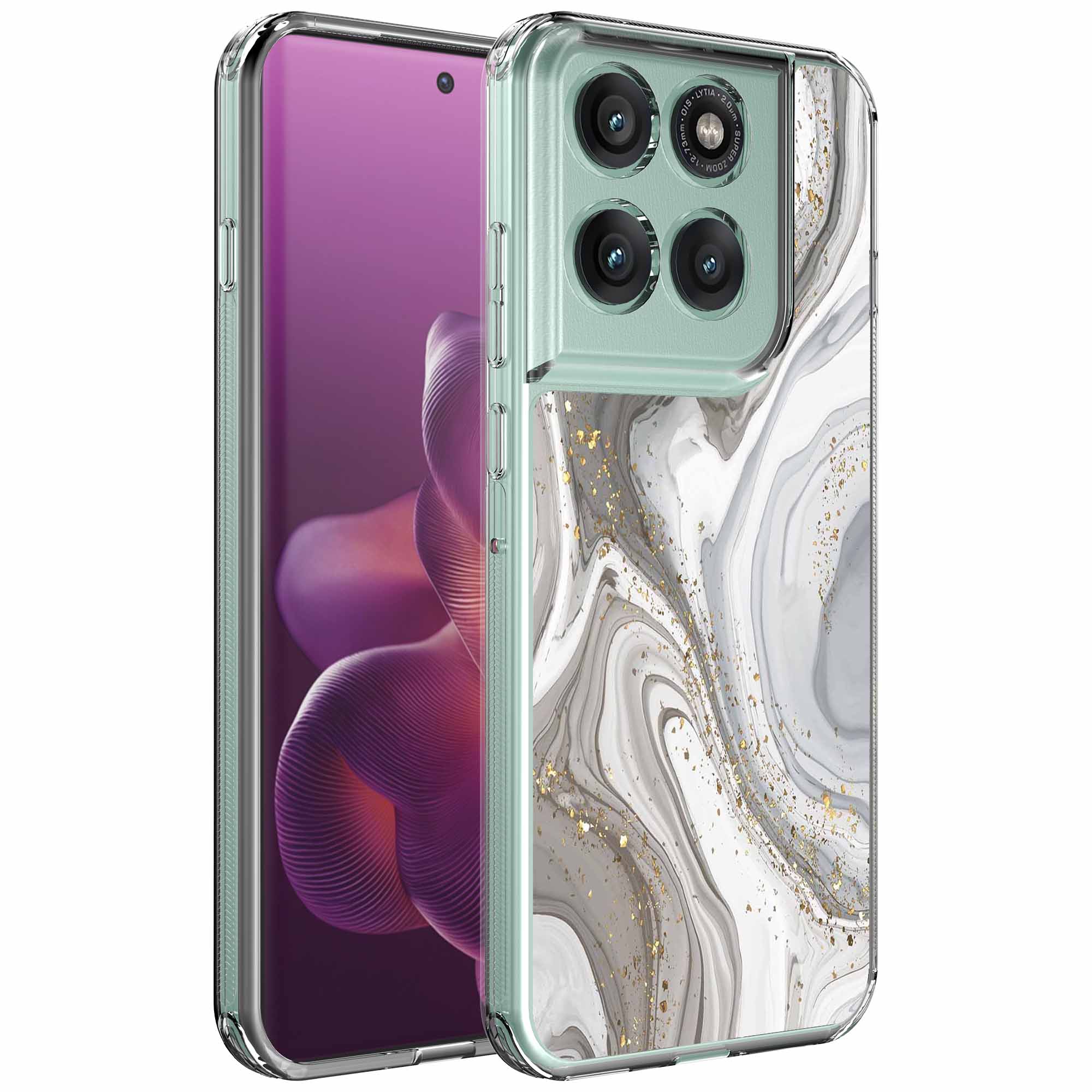 Zilver marmer opdruk_Motorola Edge 60 Pro transparant telefoonhoesje (1)