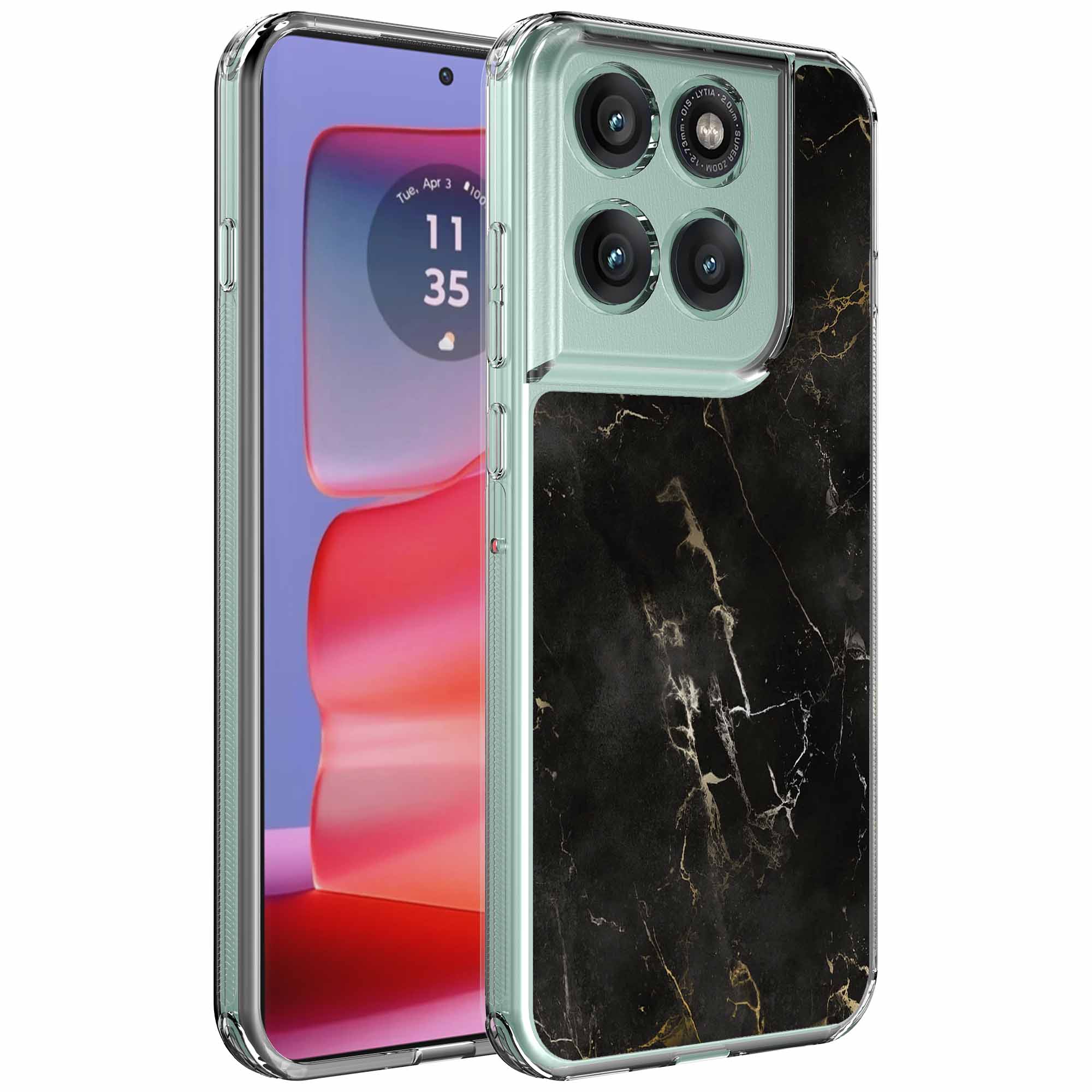 Zwart marmer opdruk_Motorola Edge 50 Pro transparant telefoonhoesje (1)