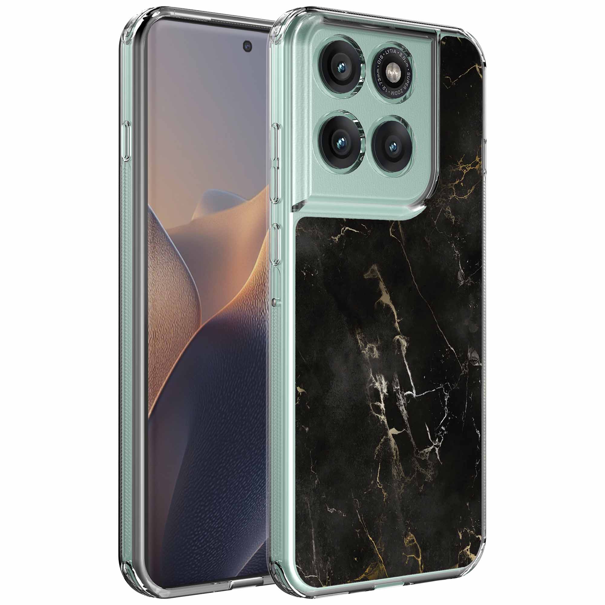 Zwart marmer opdruk_Motorola Edge 60 Fusion transparant telefoonhoesje (1)