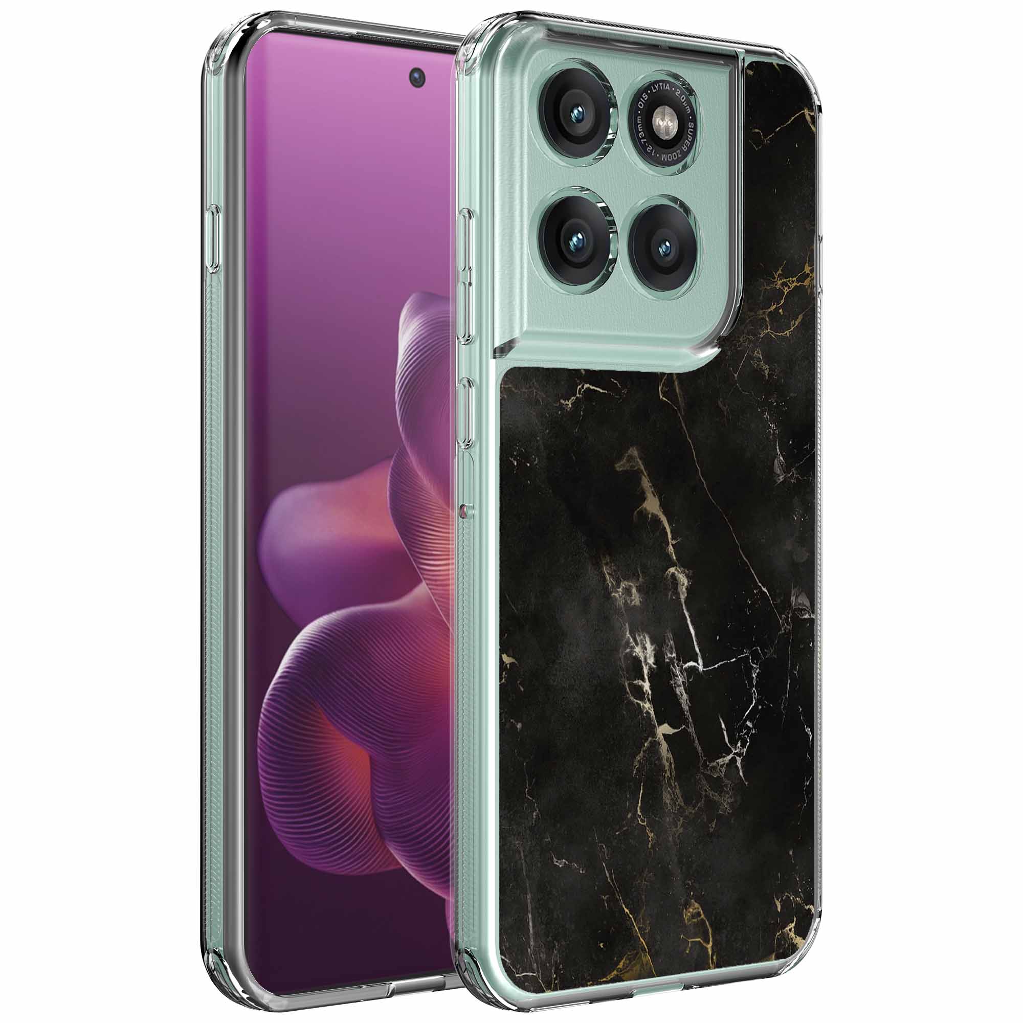 Zwart marmer opdruk_Motorola Edge 60 Pro transparant telefoonhoesje (1)