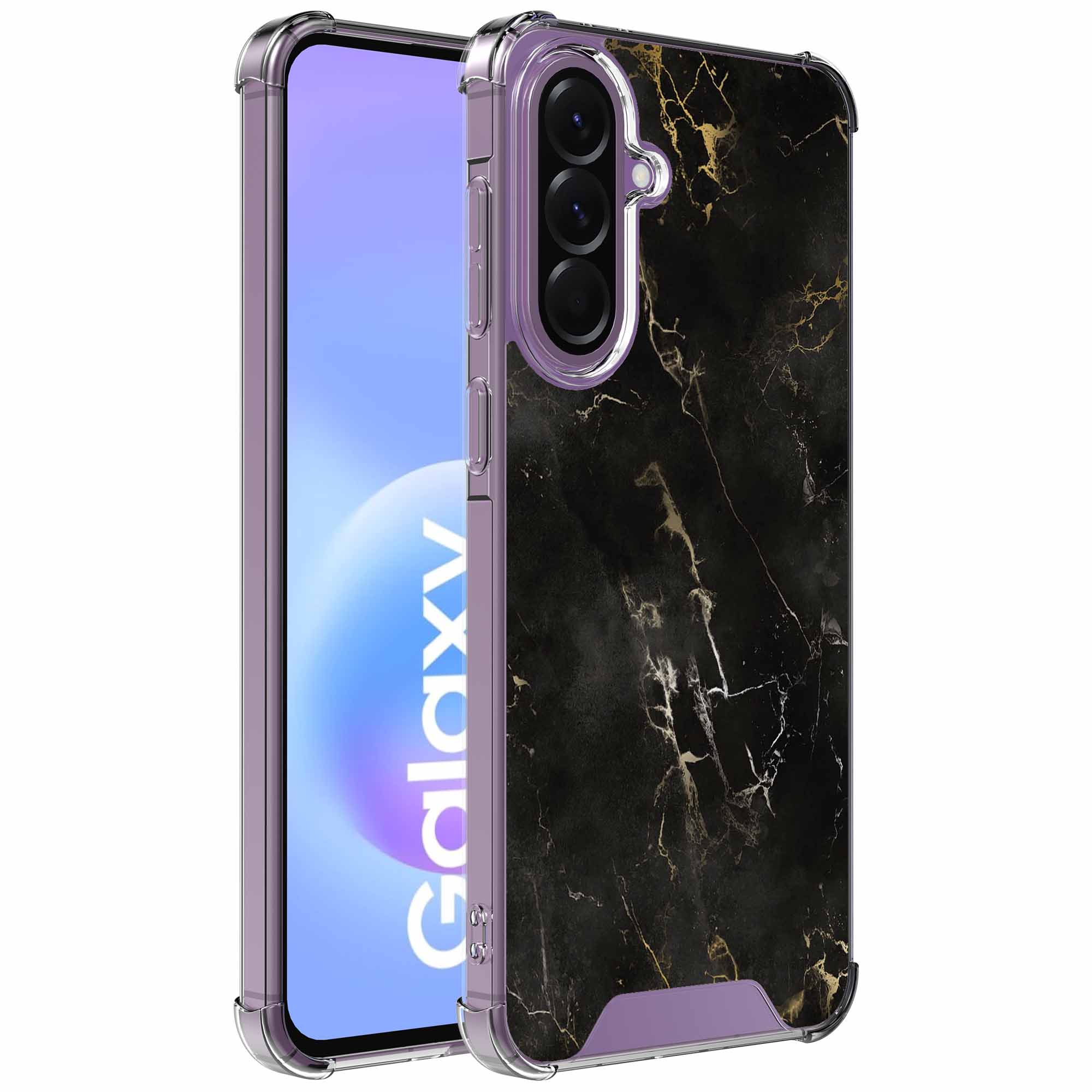 Zwart marmer opdruk_Samsung Galaxy A57 transparant telefoonhoesje (1)