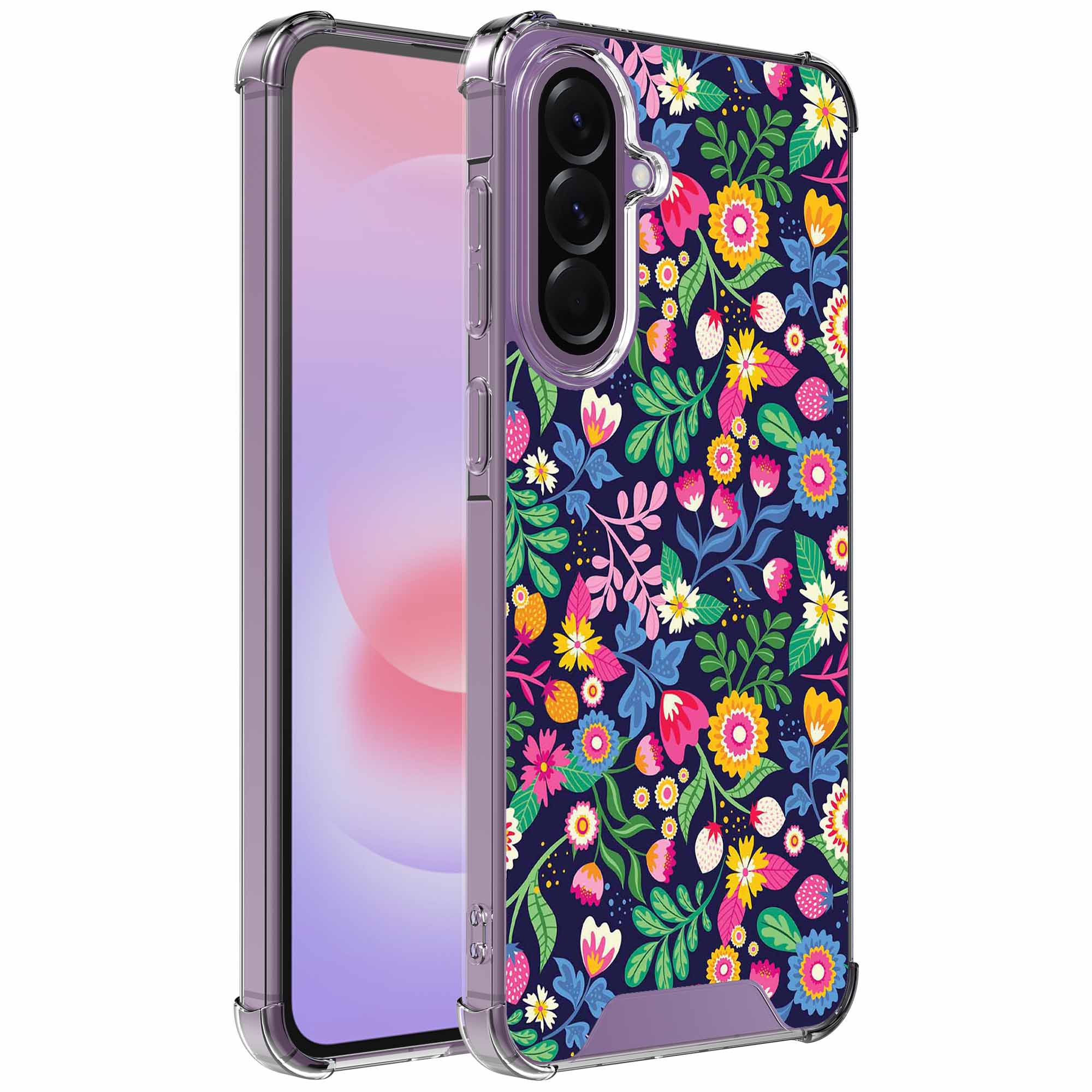 Bloemen opdruk_Samsung Galaxy A37 transparant telefoonhoesje (1)