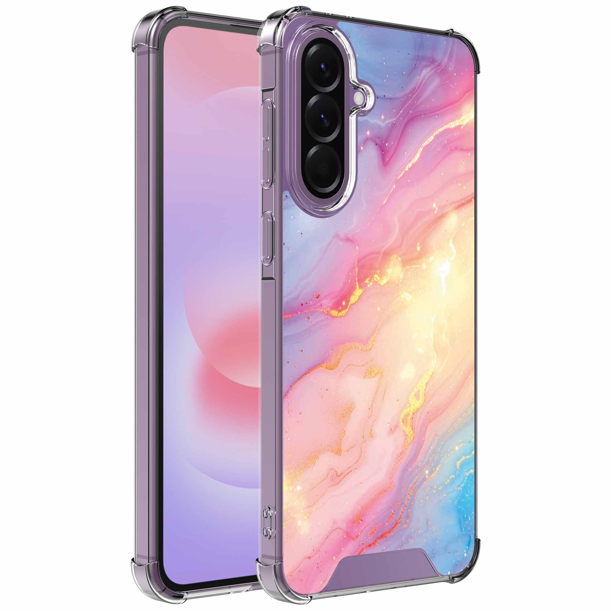 Glitter marmer opdruk_Samsung Galaxy A37 transparant telefoonhoesje (1)