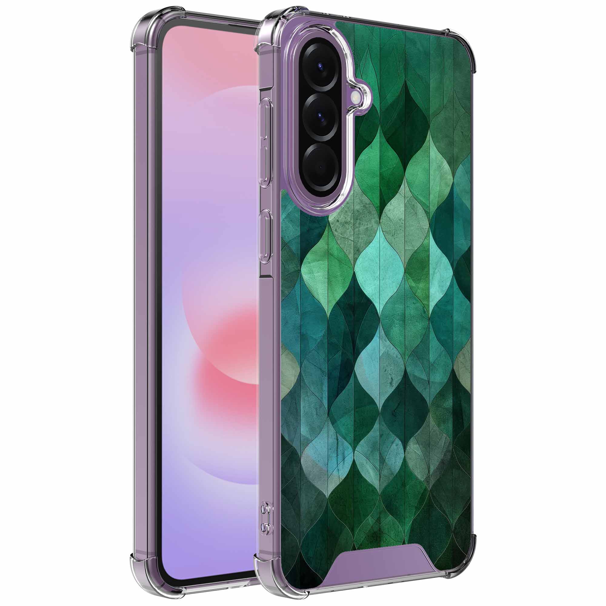 Groene bladeren opdruk_Samsung Galaxy A37 transparant telefoonhoesje (1)
