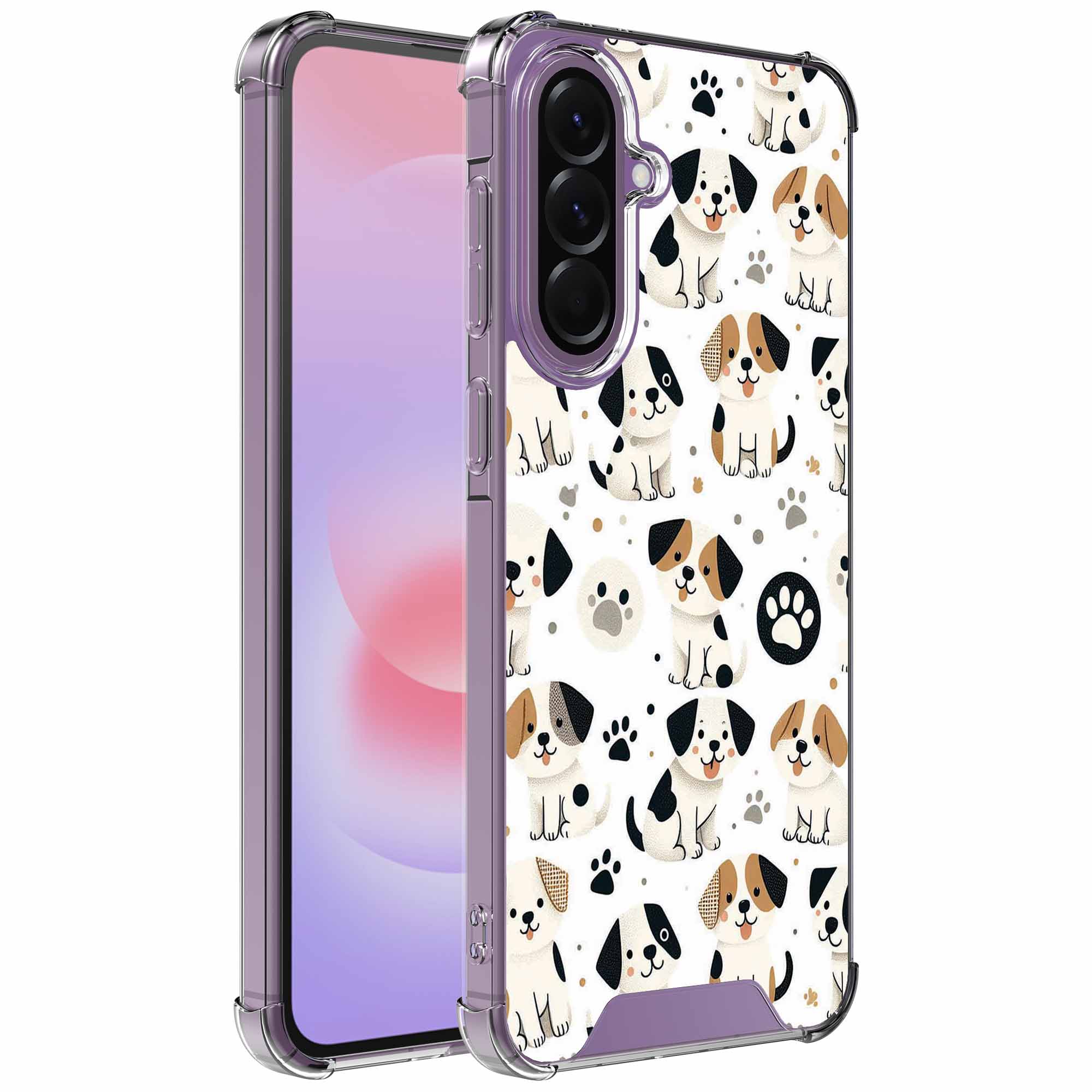 Honden en pootjes opdruk_Samsung Galaxy A37 transparant telefoonhoesje (1)