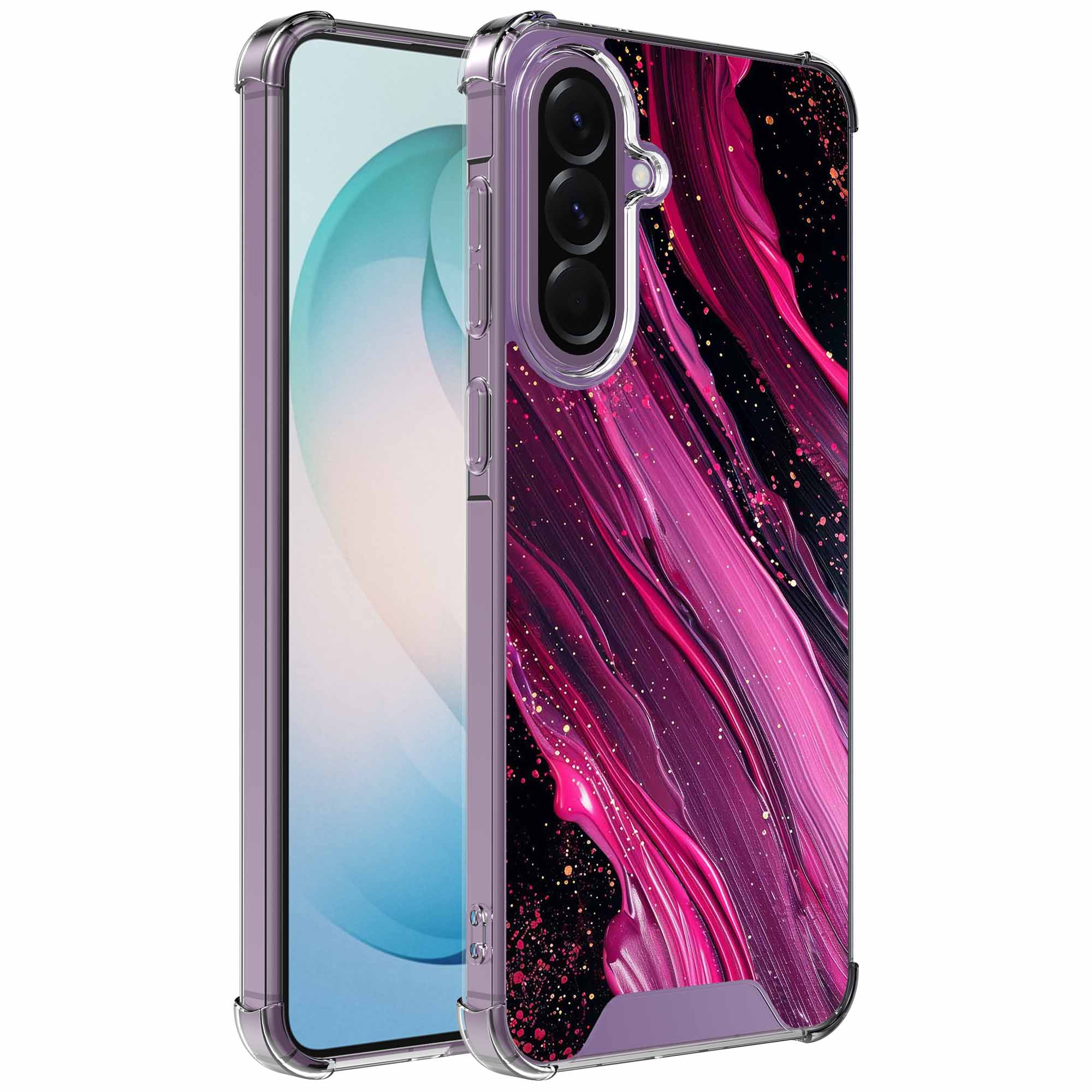 Paars roze marmer opdruk_Samsung Galaxy S26 Plus transparant telefoonhoesje (1)