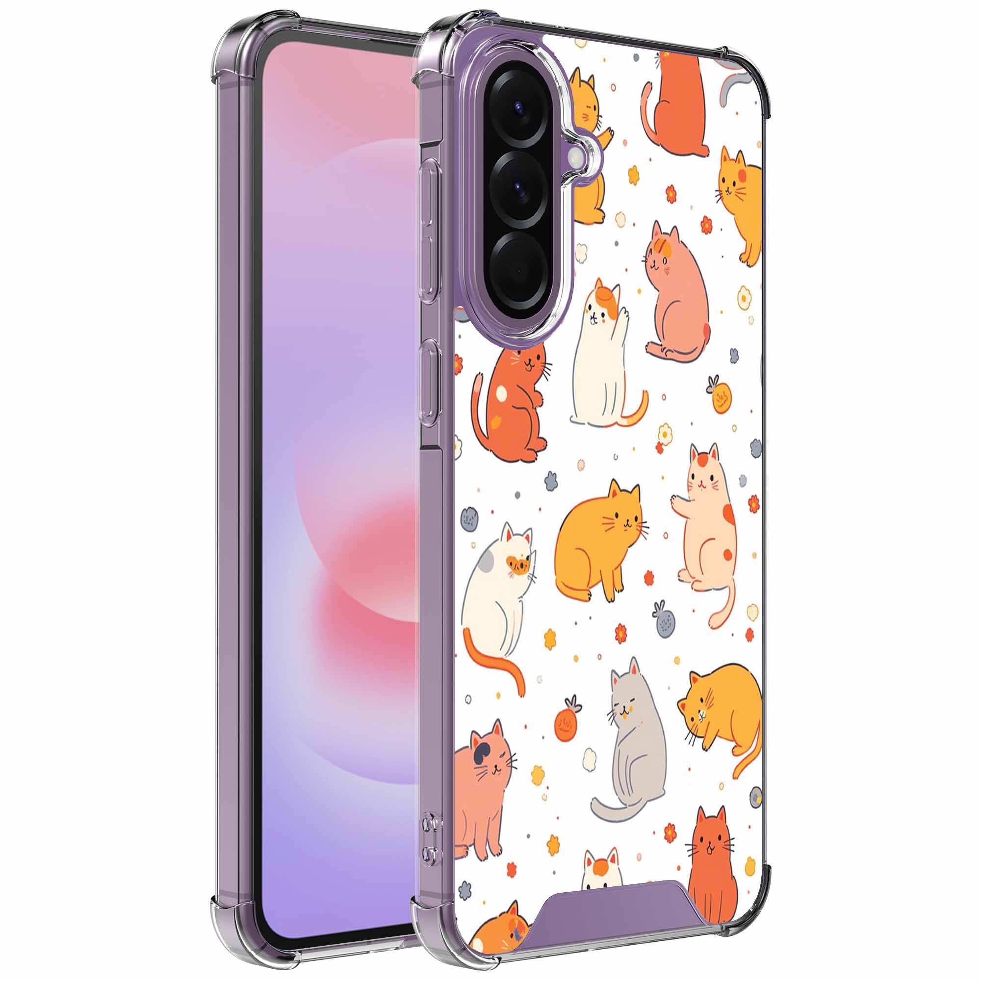 Poezen opdruk_Samsung Galaxy A37 transparant telefoonhoesje (1)